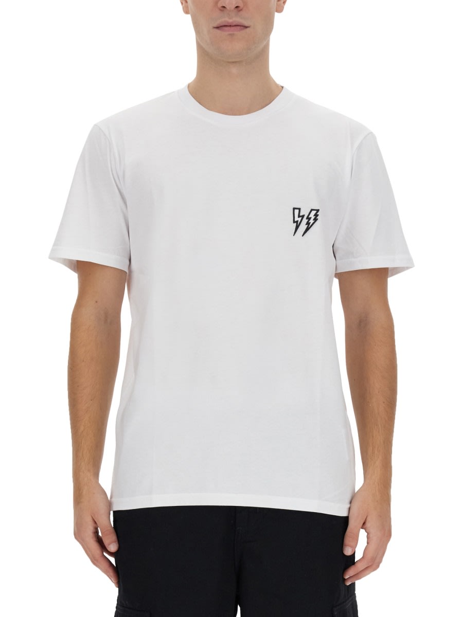 Shop Neil Barrett Double Bolt T-shirt In White