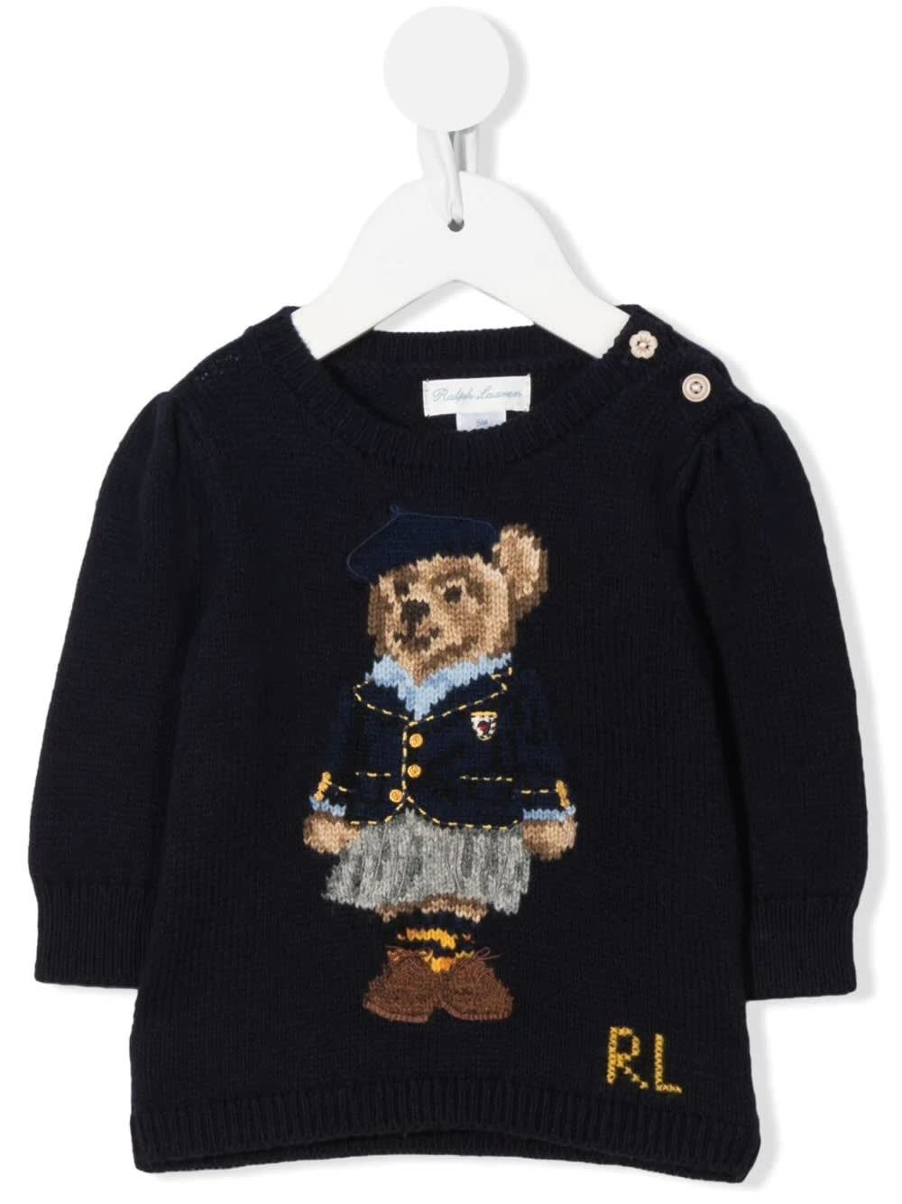 Ralph Lauren Baby Navy Blue Sweater With Polo Bear