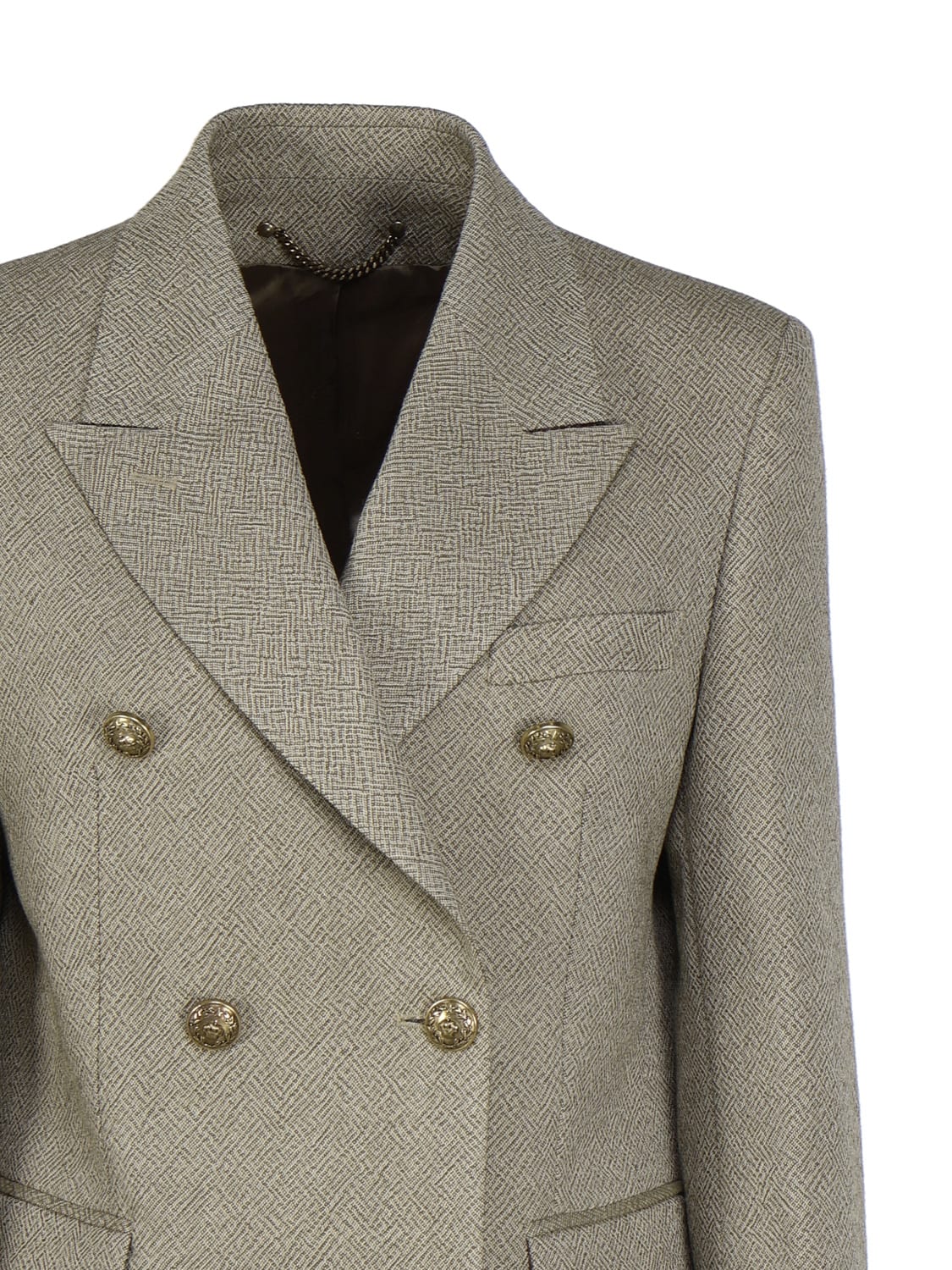 Golden Goose Double-breasted Blazer In Wool In Green