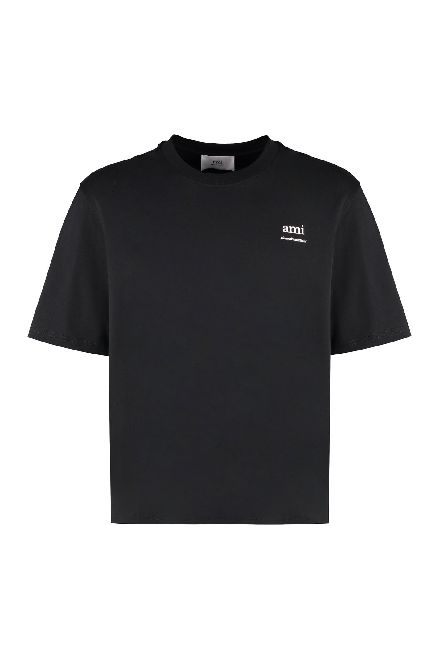 Shop Ami Alexandre Mattiussi Cotton Crew-neck T-shirt In Black