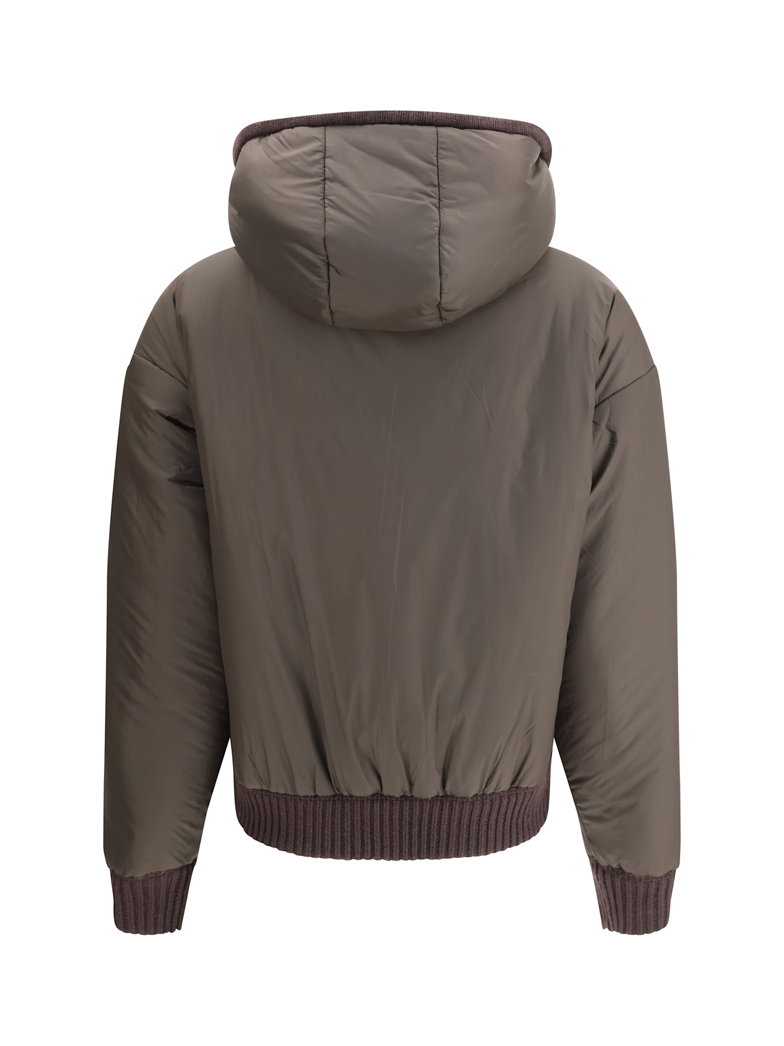 P.a.r.o.s.h P. A.r. O.s. H. Reversible Ribbed Knit Jacket With Hood In Brown