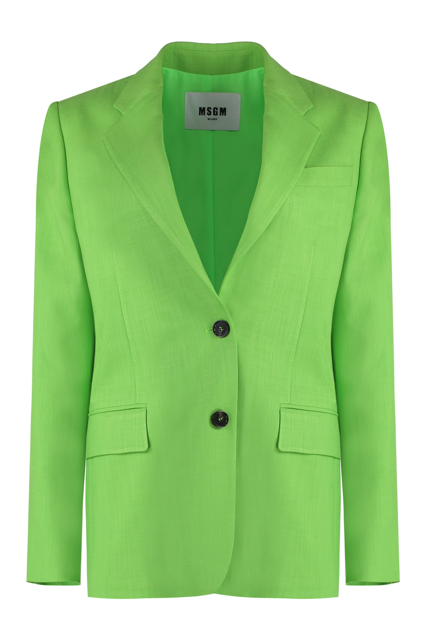 Shop Msgm Single-breasted Two-button Blazer In Green