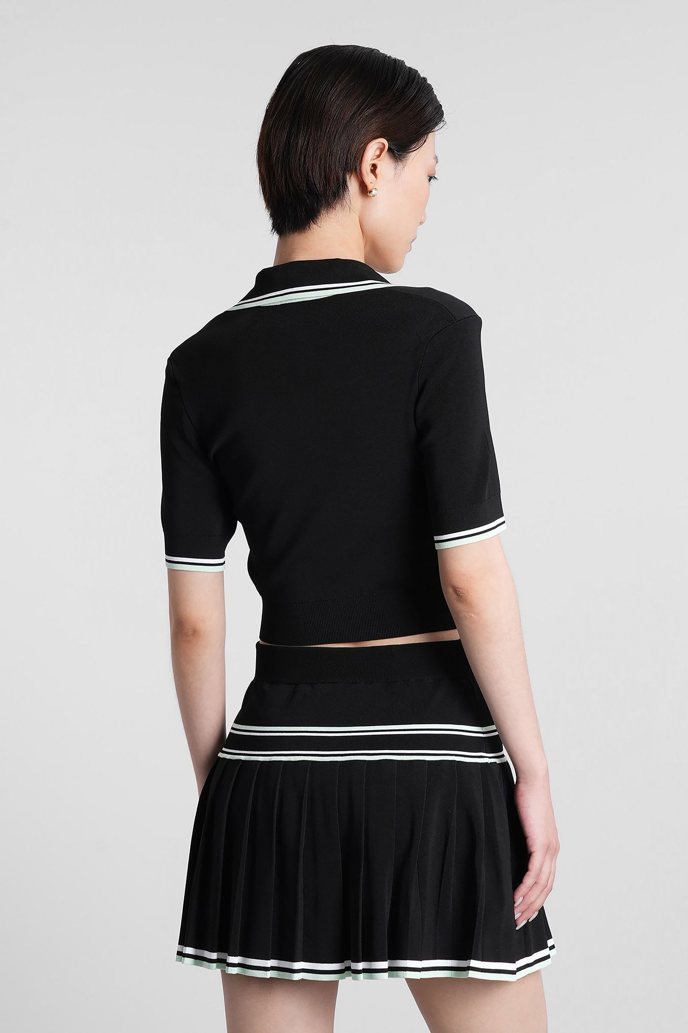 Casablanca Viscose V-neck Polo Shirt In Black