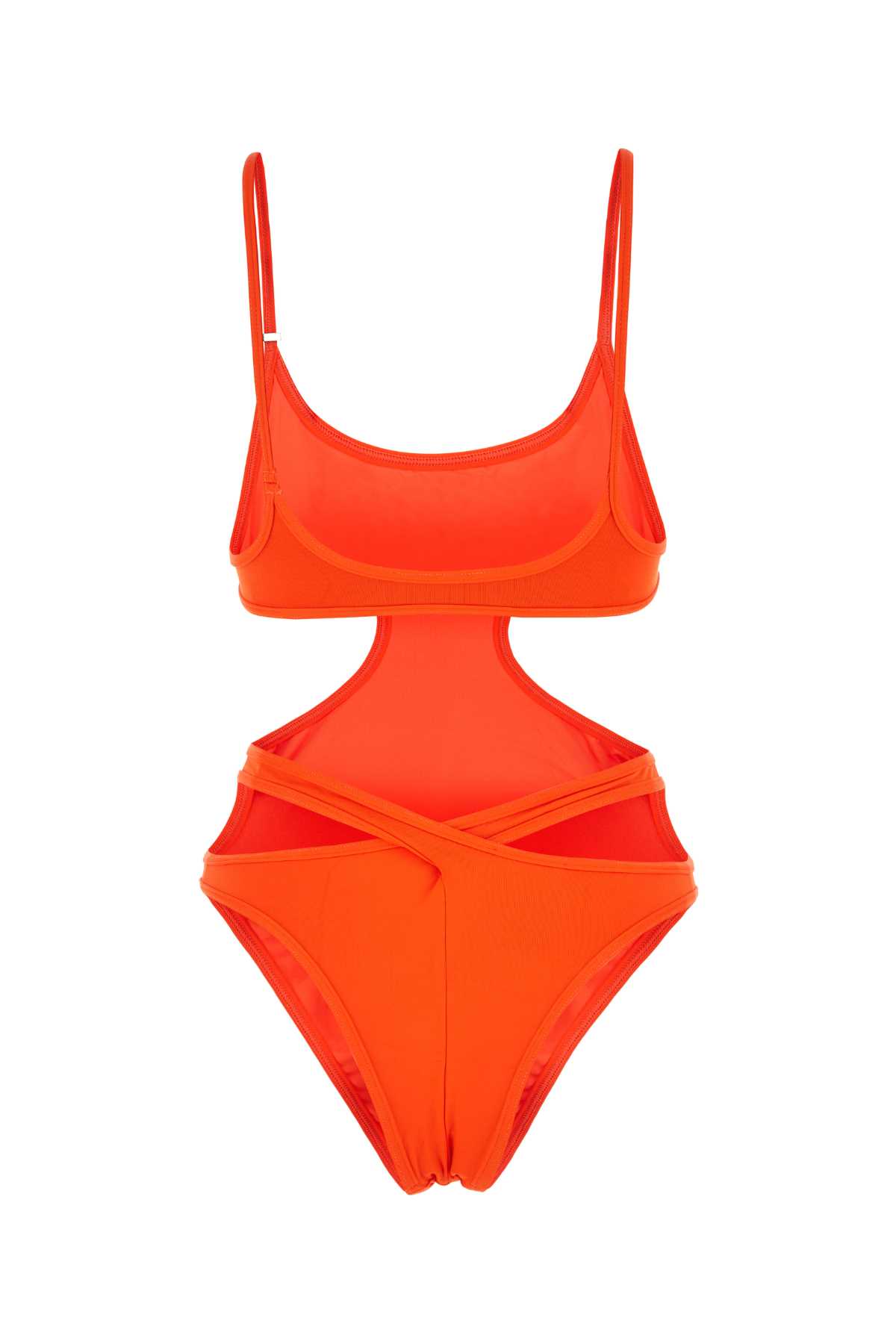 Shop Attico Fluo Orange Stretch Nylon Swimsuit In 033