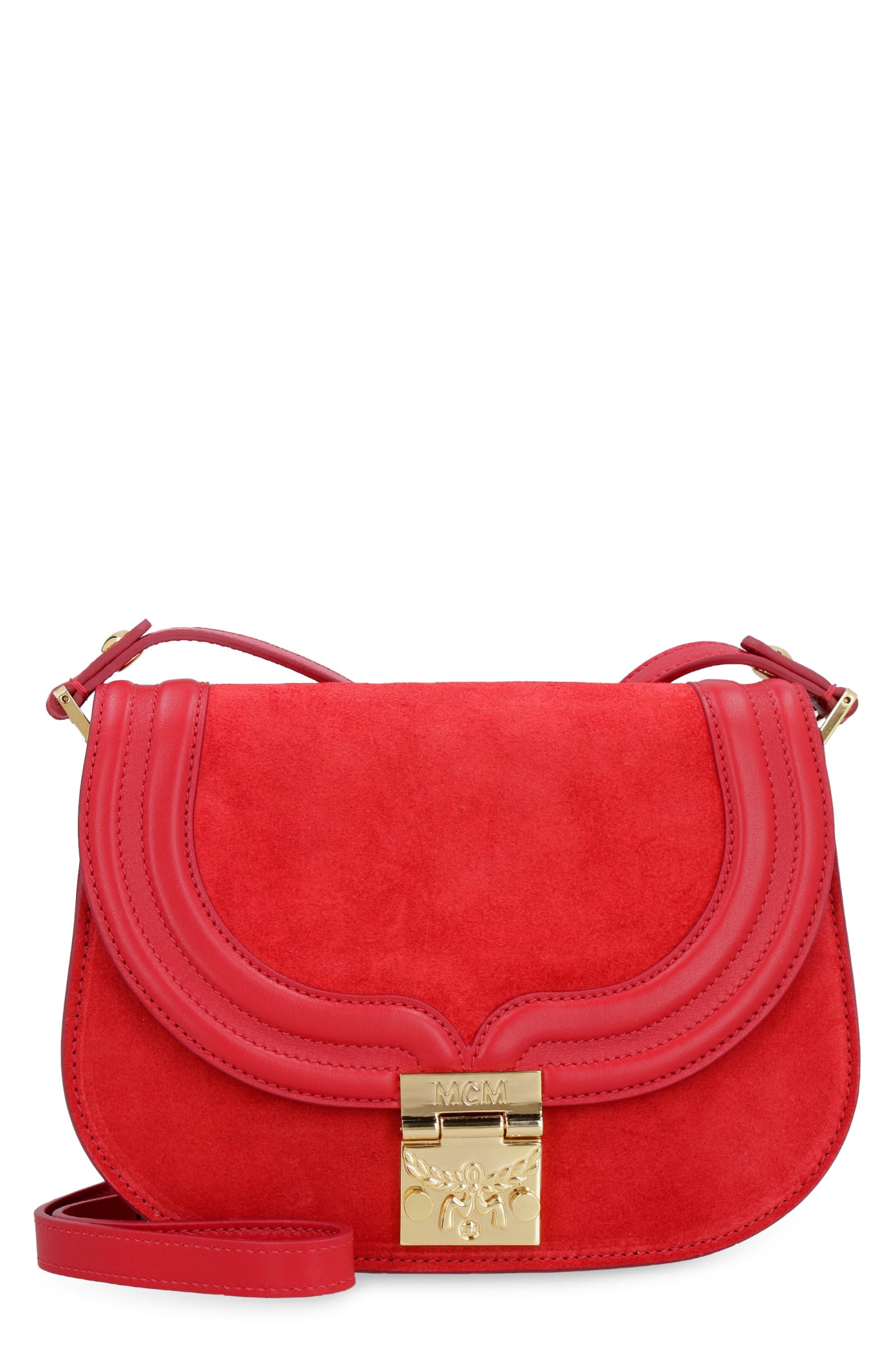 Mcm Leather And Suede Crossbody Bag In Red | ModeSens