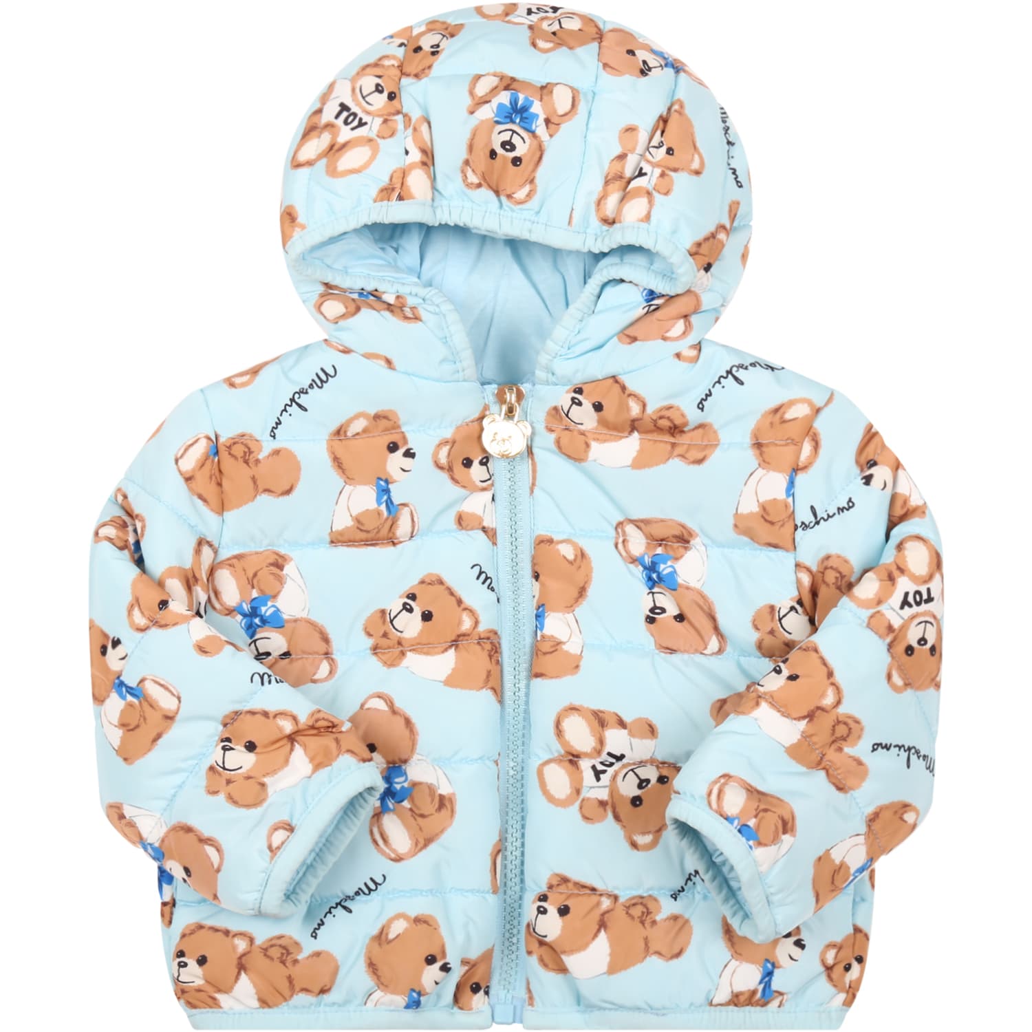 Moschino Light Blue Jacket For Baby Boy With Teddy Bears