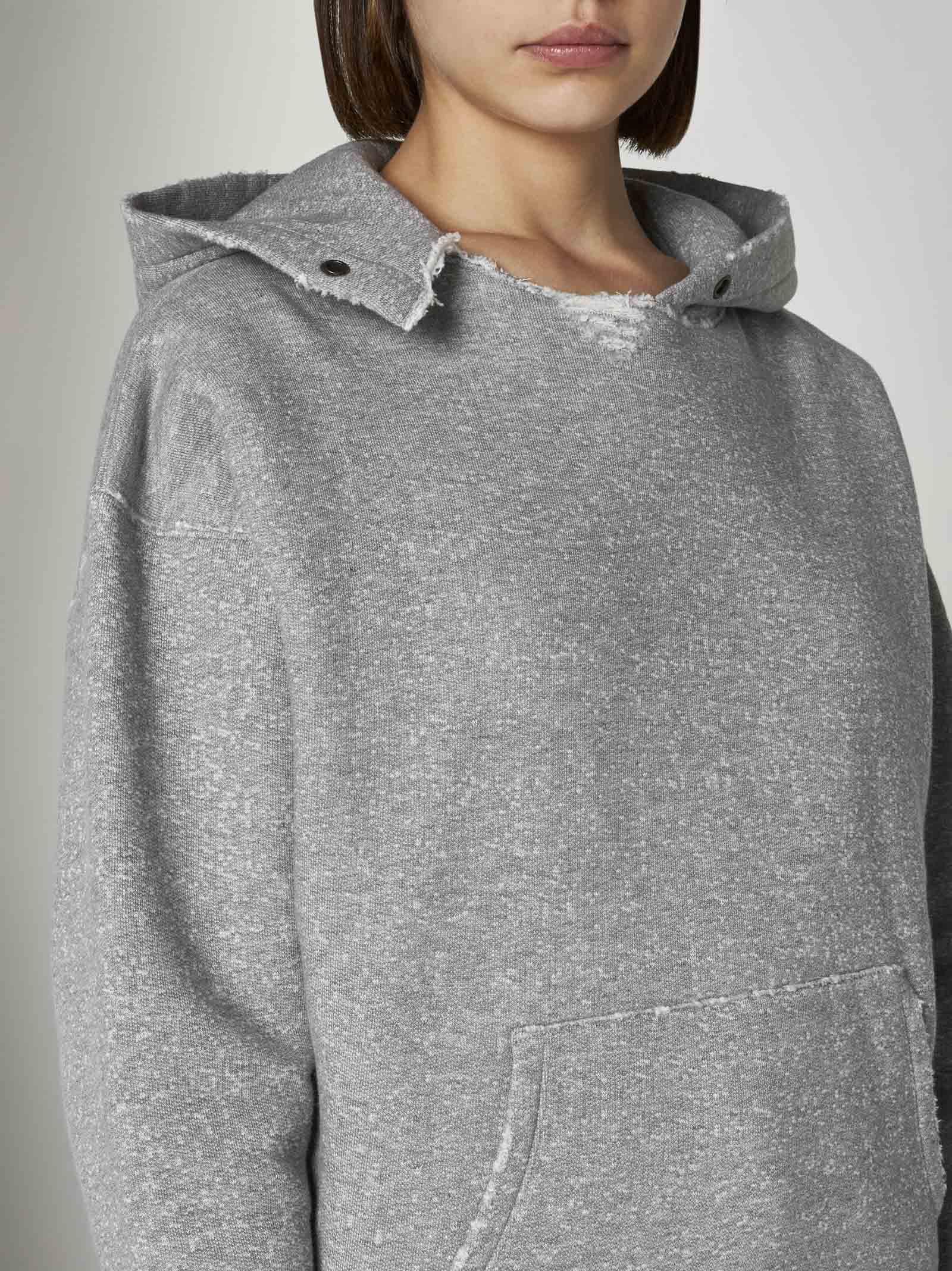 Shop Saint Laurent Grunge Cotton Hoodie In Grey