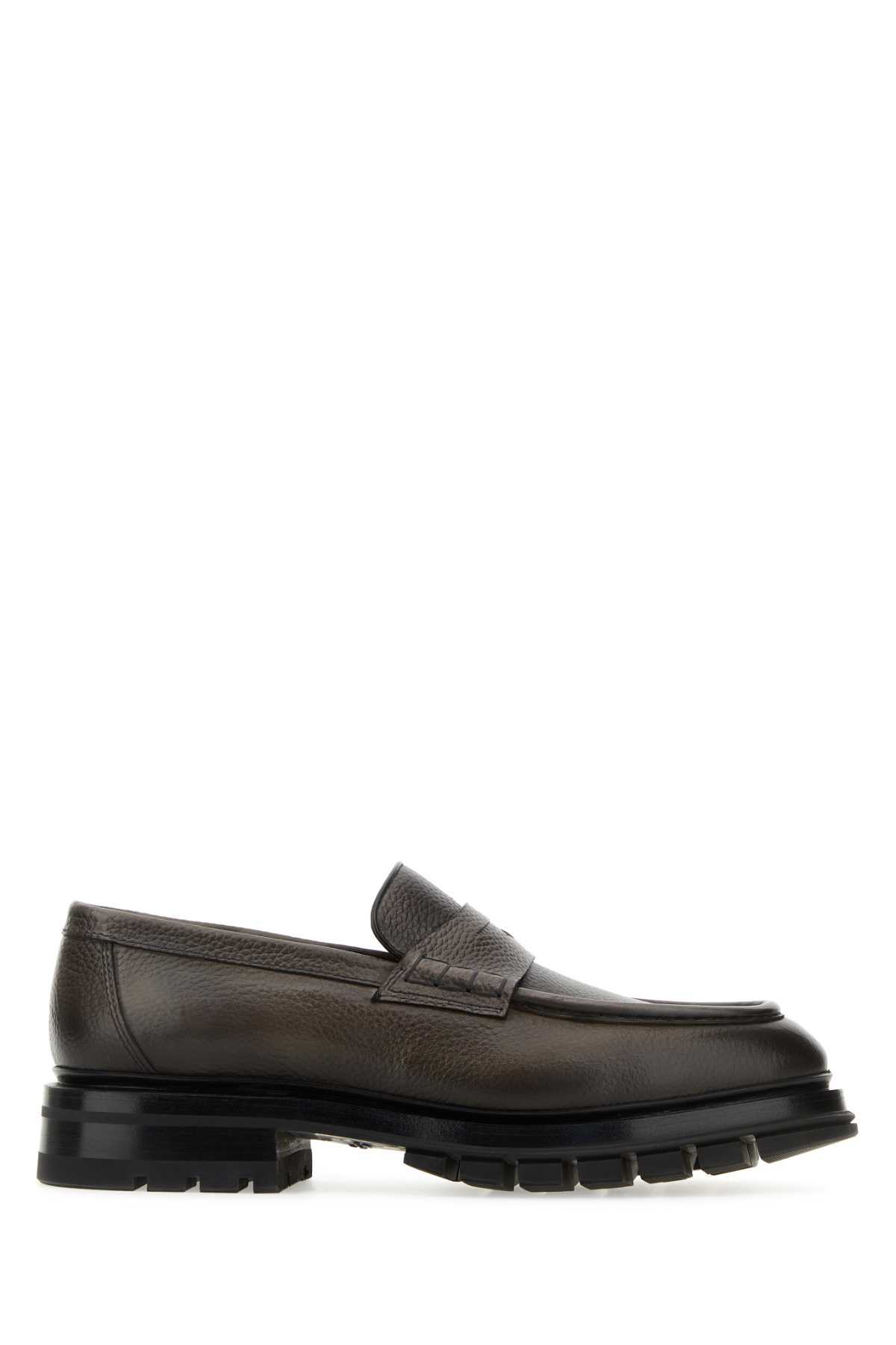 Dark Grey Leather Loafers