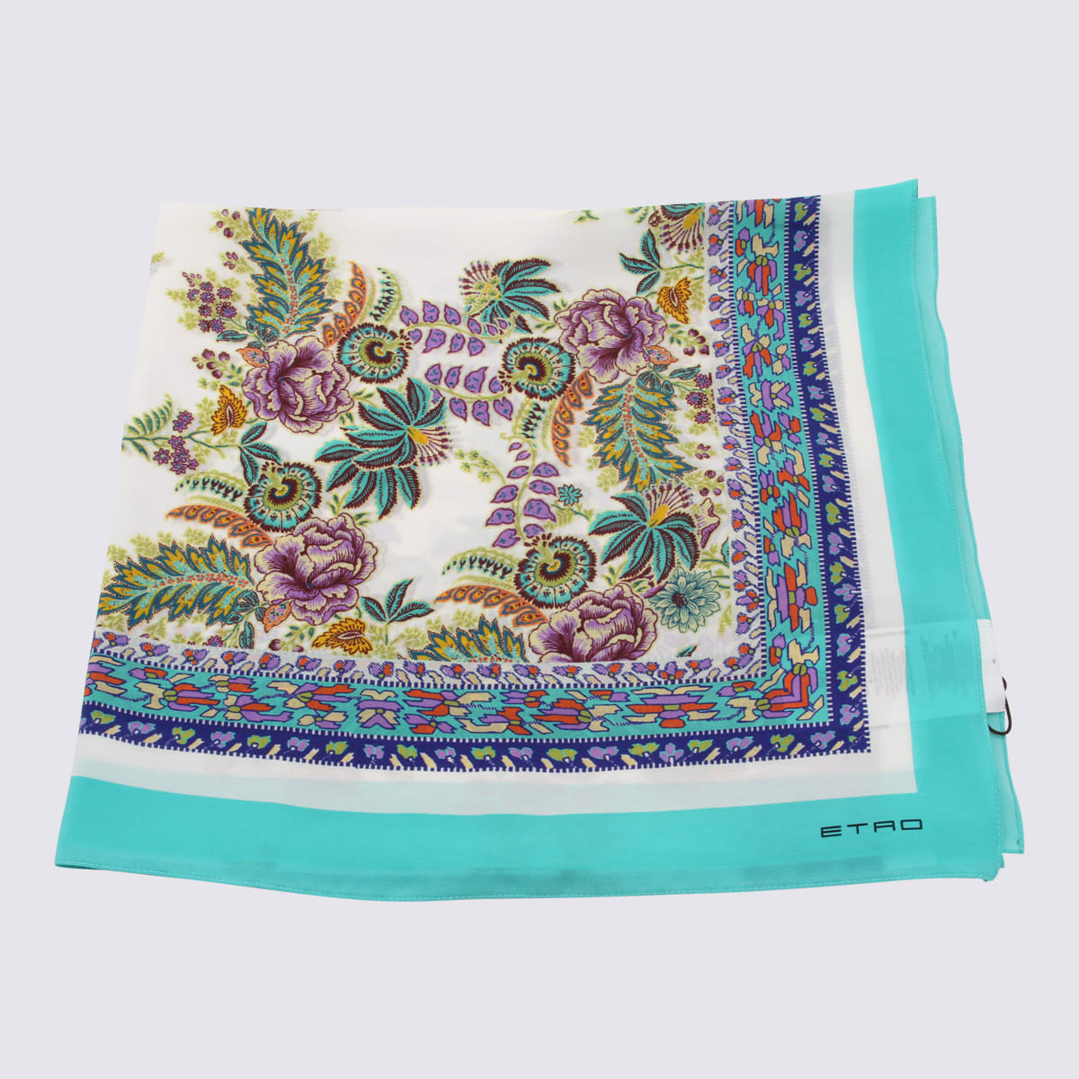 Shop Etro White Multicolour Silk Scarf In Red