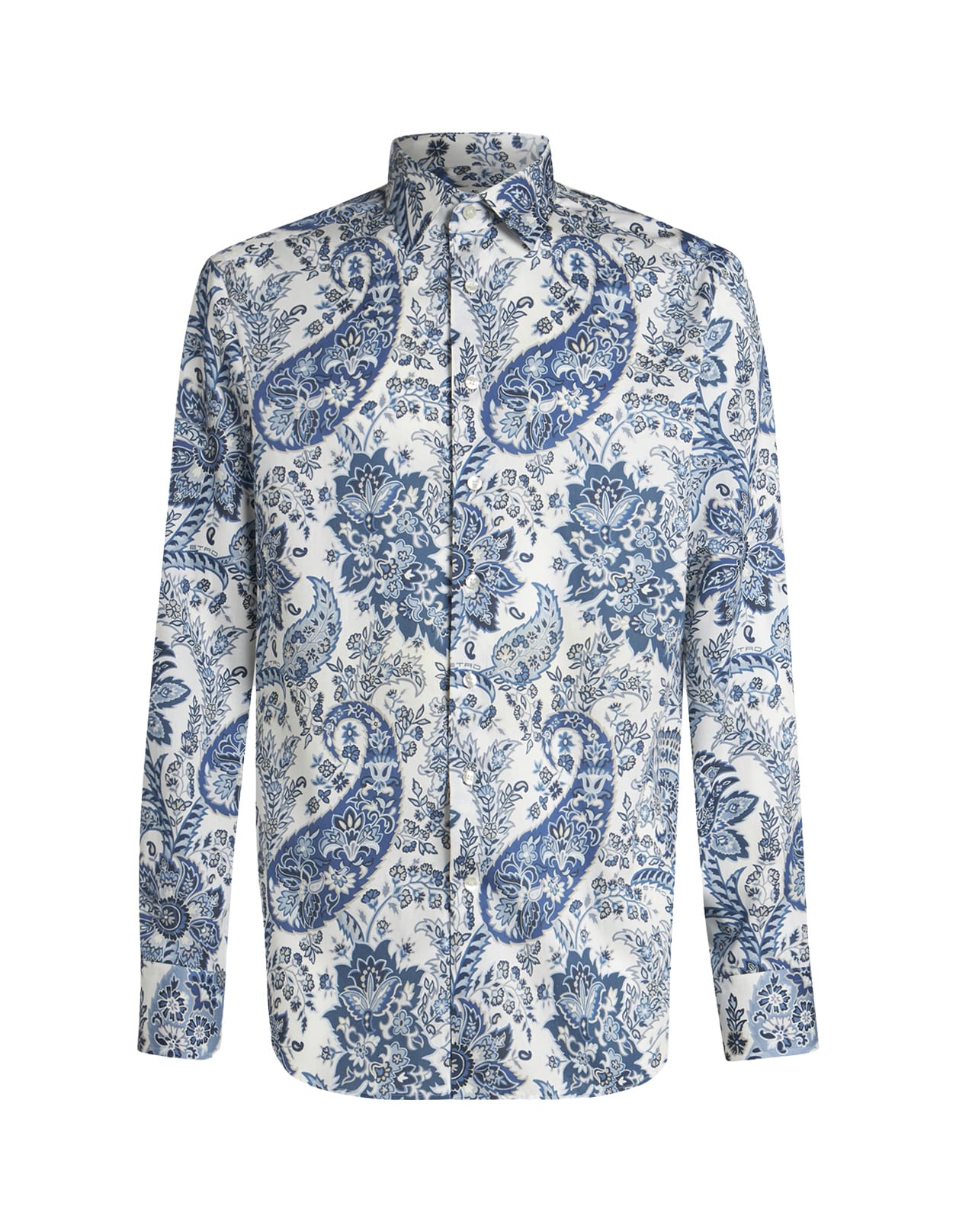 Shop Etro Navy Blue Floral Paisley Shirt