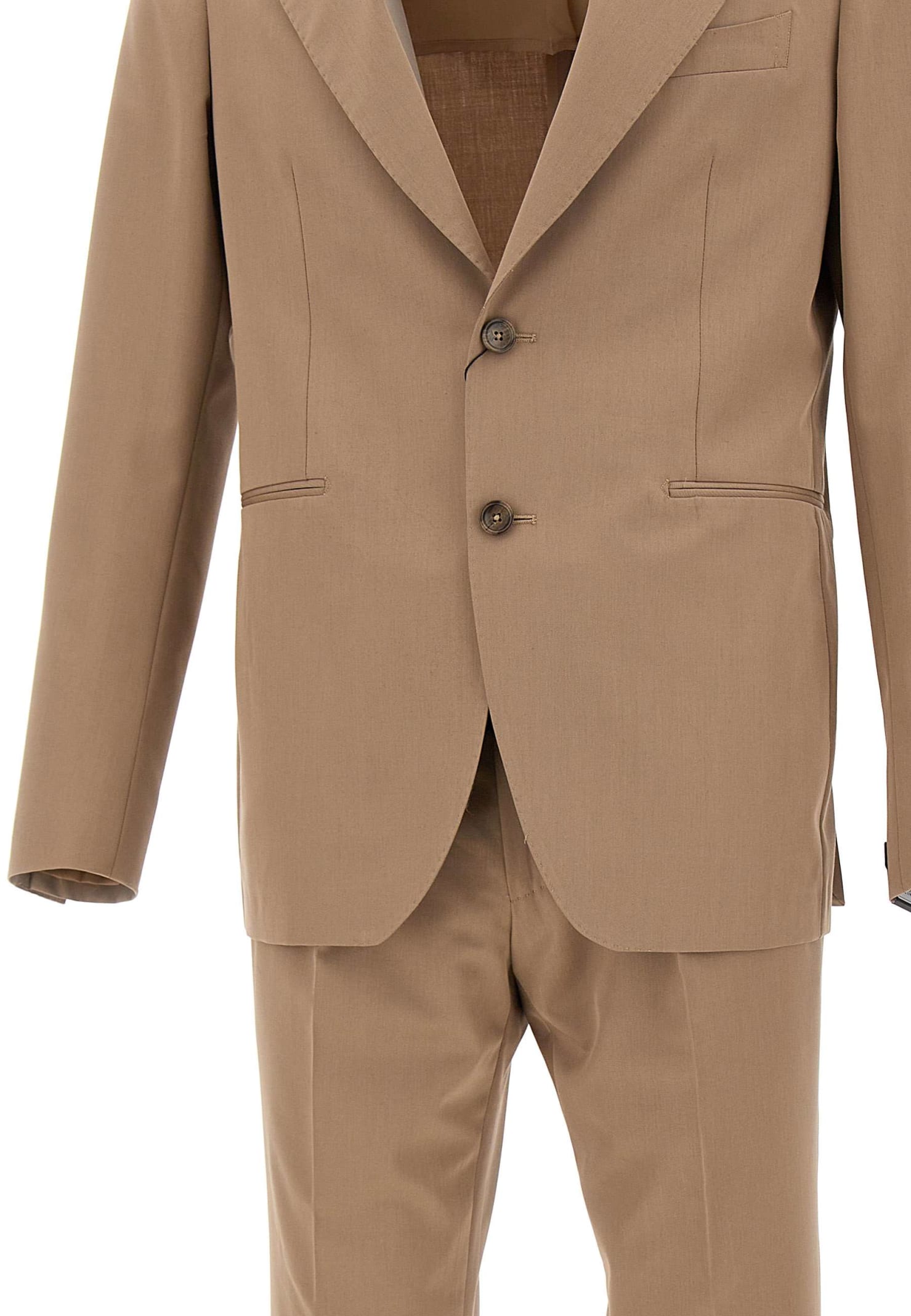Shop Tagliatore Cotton And Wool Two-piece Suit In Brown