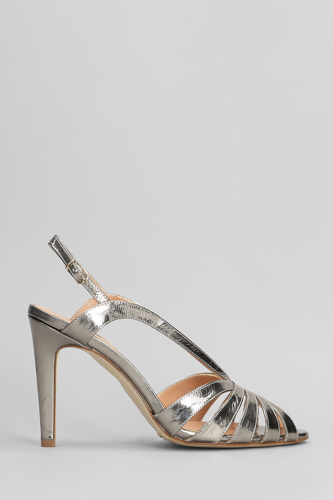 Sandals In Gunmetal Leather