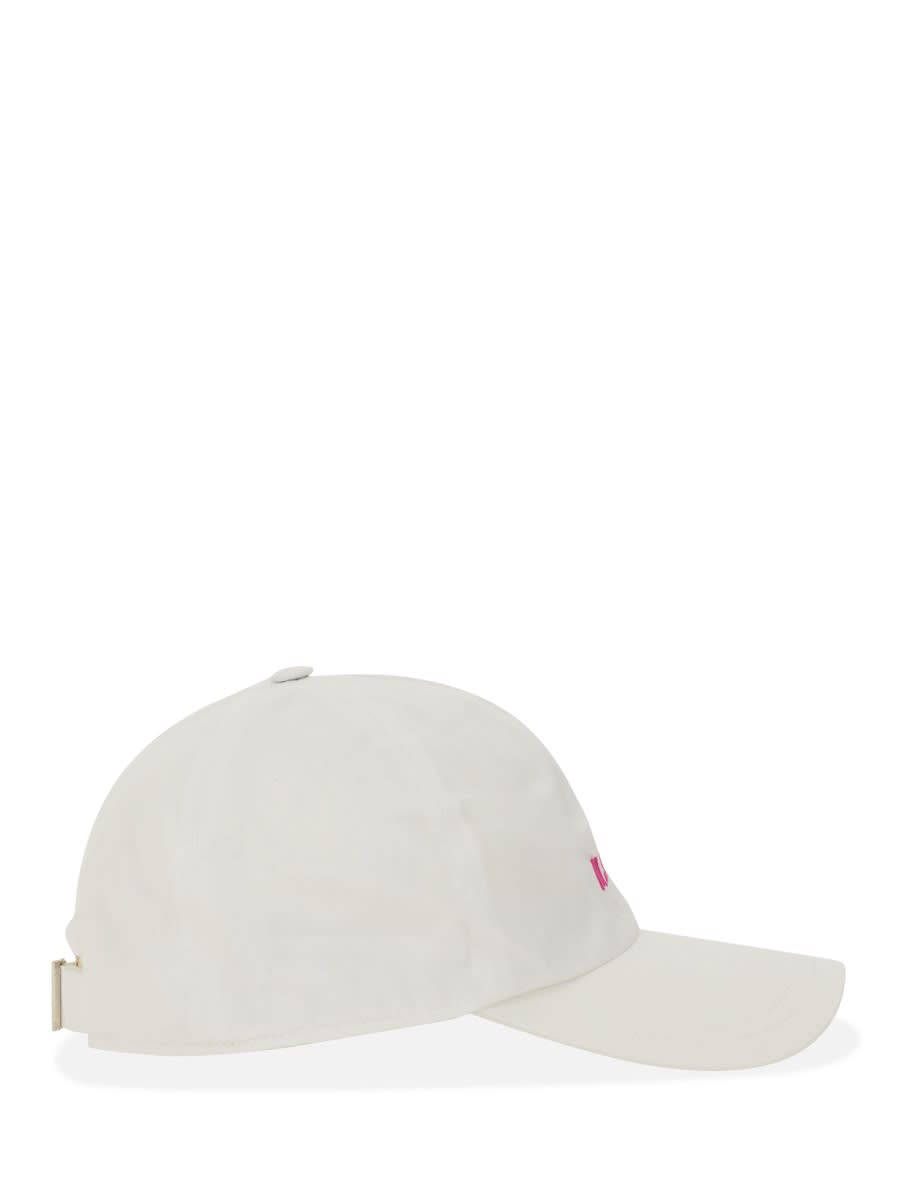 Msgm Logo Embroidered Baseball Cap In White