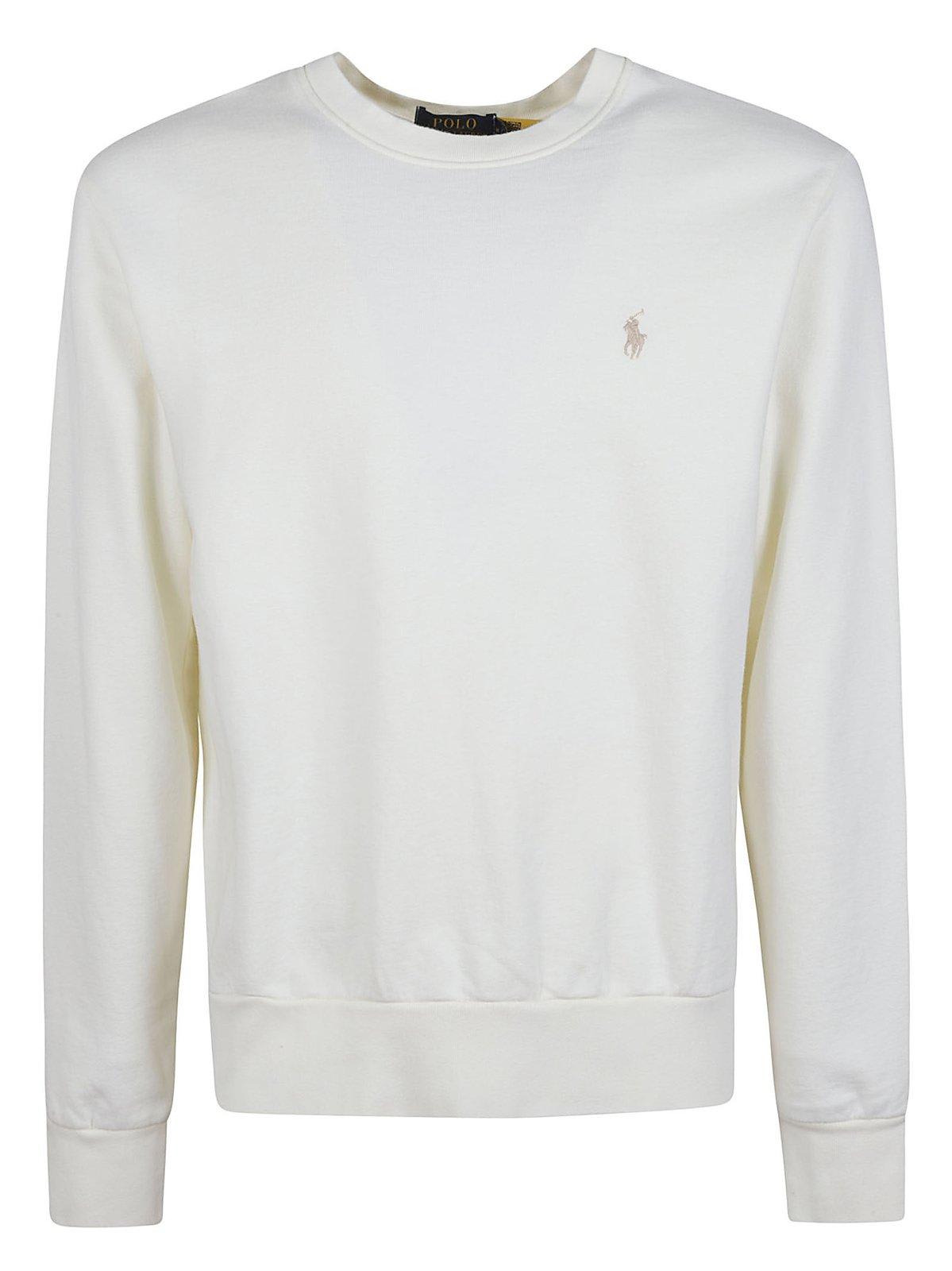 Polo Ralph Lauren Pony Embroidered Crewneck Sweatshirt In White