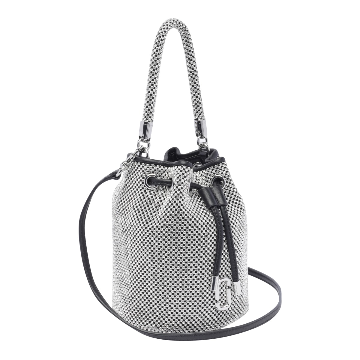 Shop Marc Jacobs The Rhinestone Mini Bucket Bag In Silver