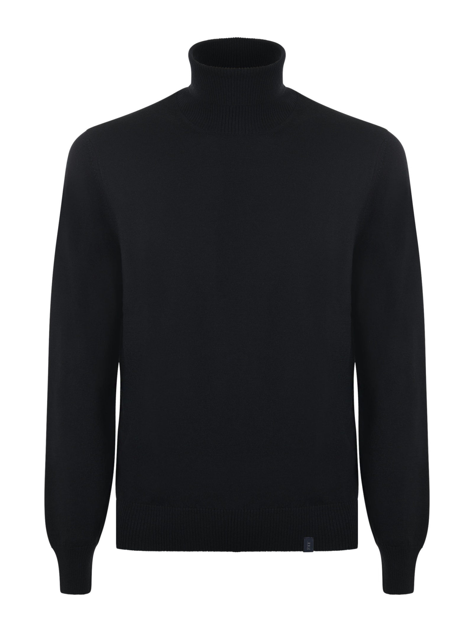 Fay Wool Turtleneck Sweater In Nero