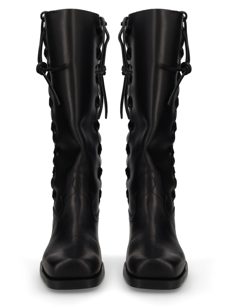 Paris Texas Black Calf Leather Bos Taurus Lace-up Boots In Multi