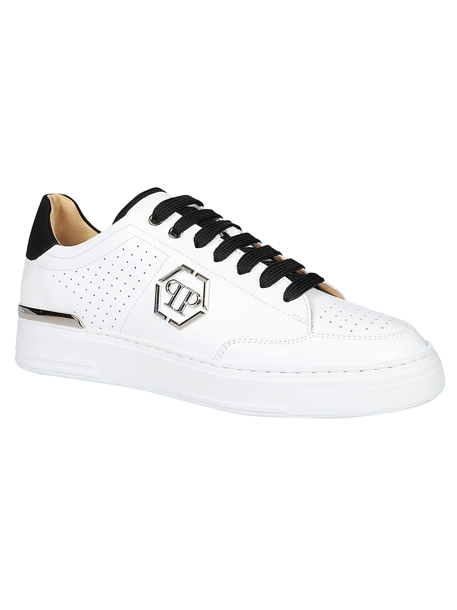 Shop Philipp Plein Low Top Sneakers In White/black