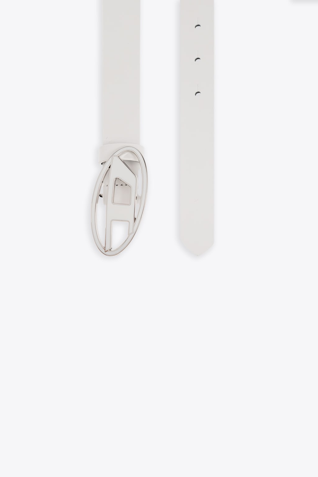 Diesel Oval D Logo B-1dr 25 Belt Leather Belt With Oval-d Buckle In Bianco