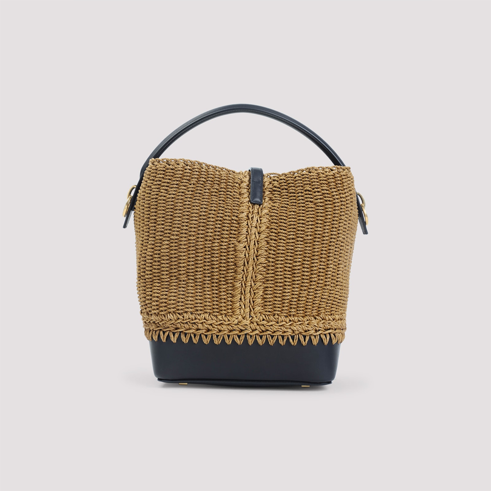 Saint Laurent Raffia And Leather Shoulder Bag With Detachable Strap In Brown