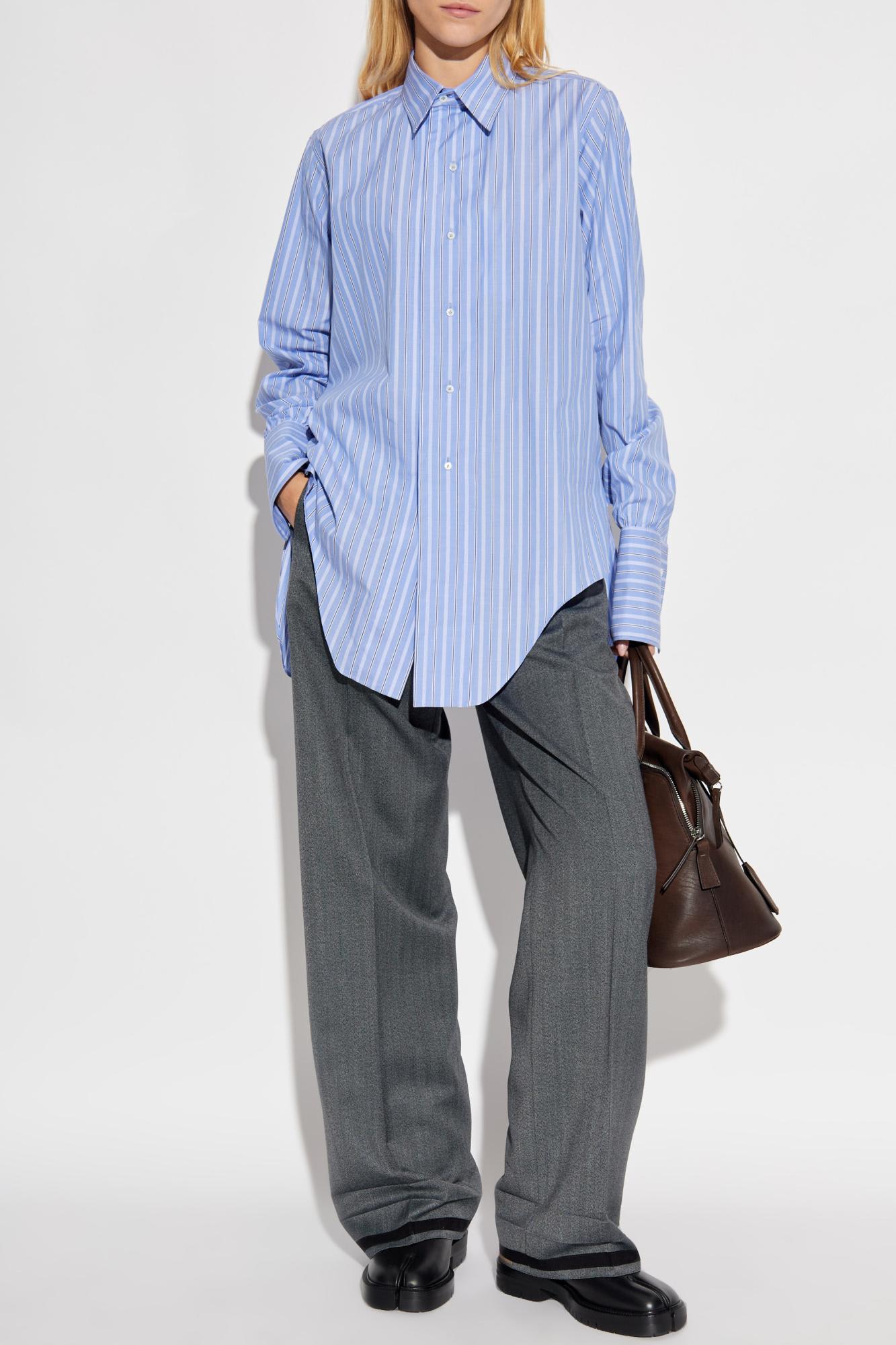 Maison Margiela Trousers With Wool Trim In Gray