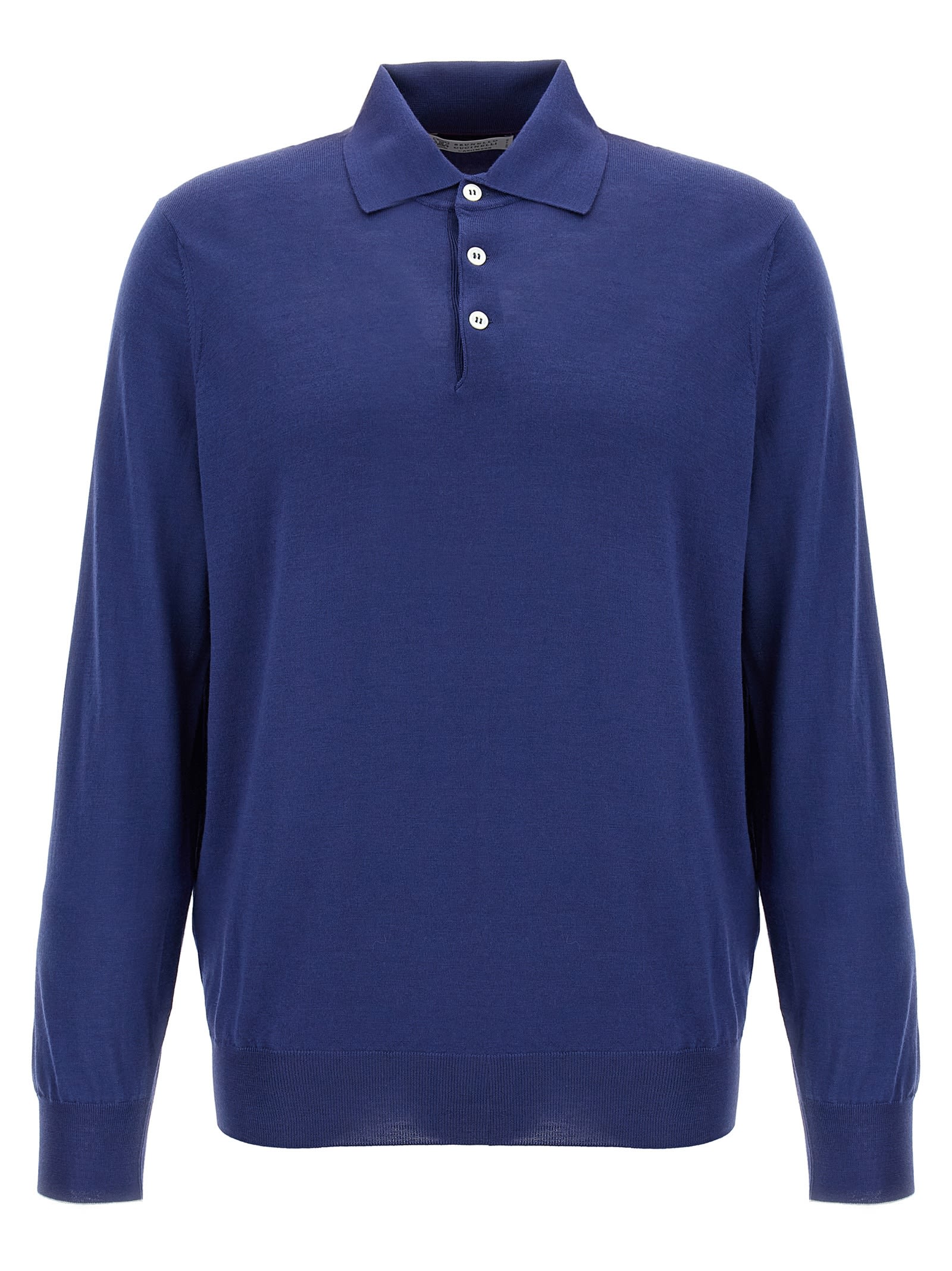 Shop Brunello Cucinelli Knitted Polo Shirt In Blue