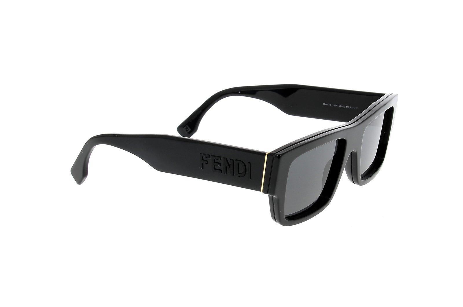Fendi Black Signature Sunglasses In 01a - Black