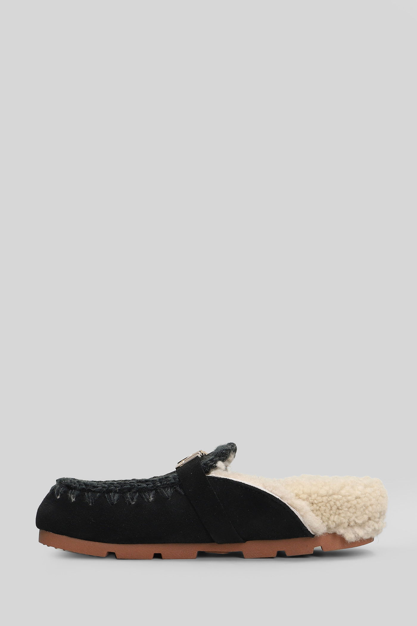Mou Winter Bio Slide Slipper-mule In Black Suede In Black