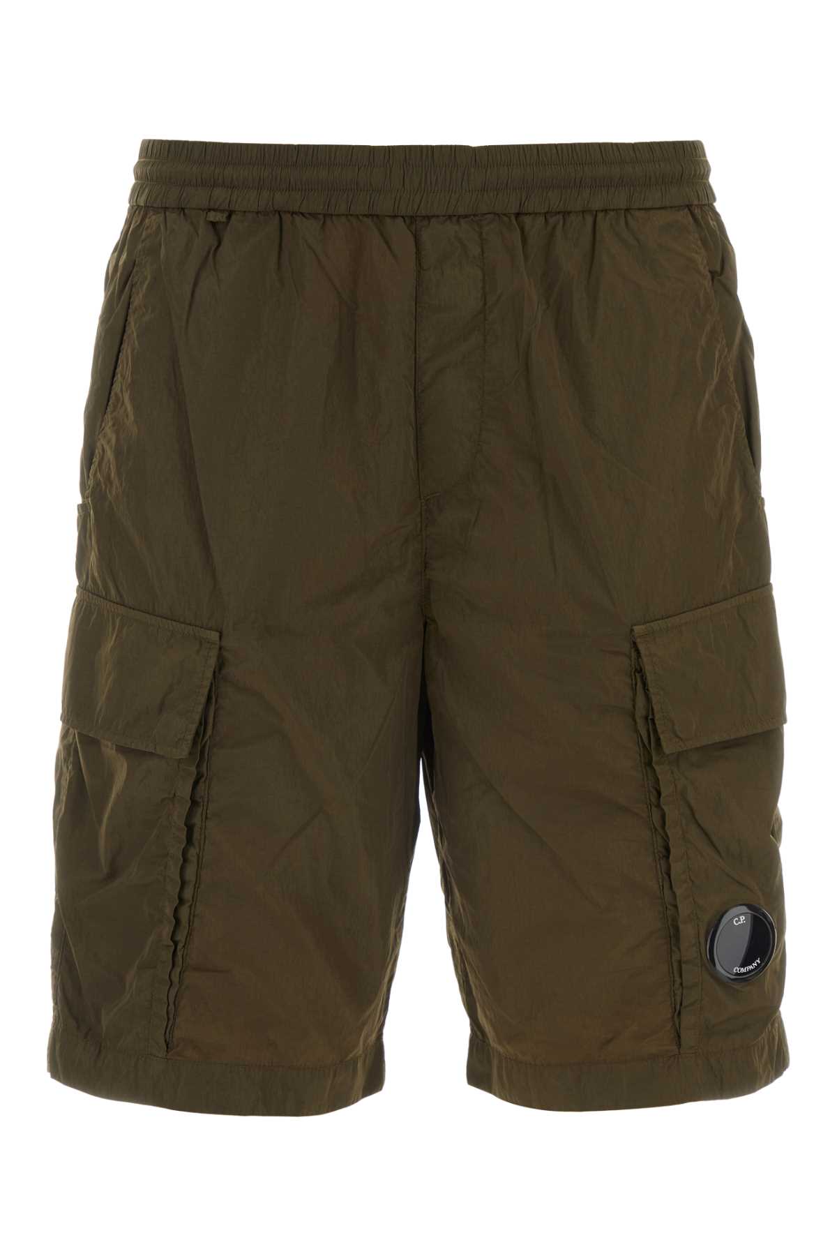 Army Green Nylon Bermuda Shorts