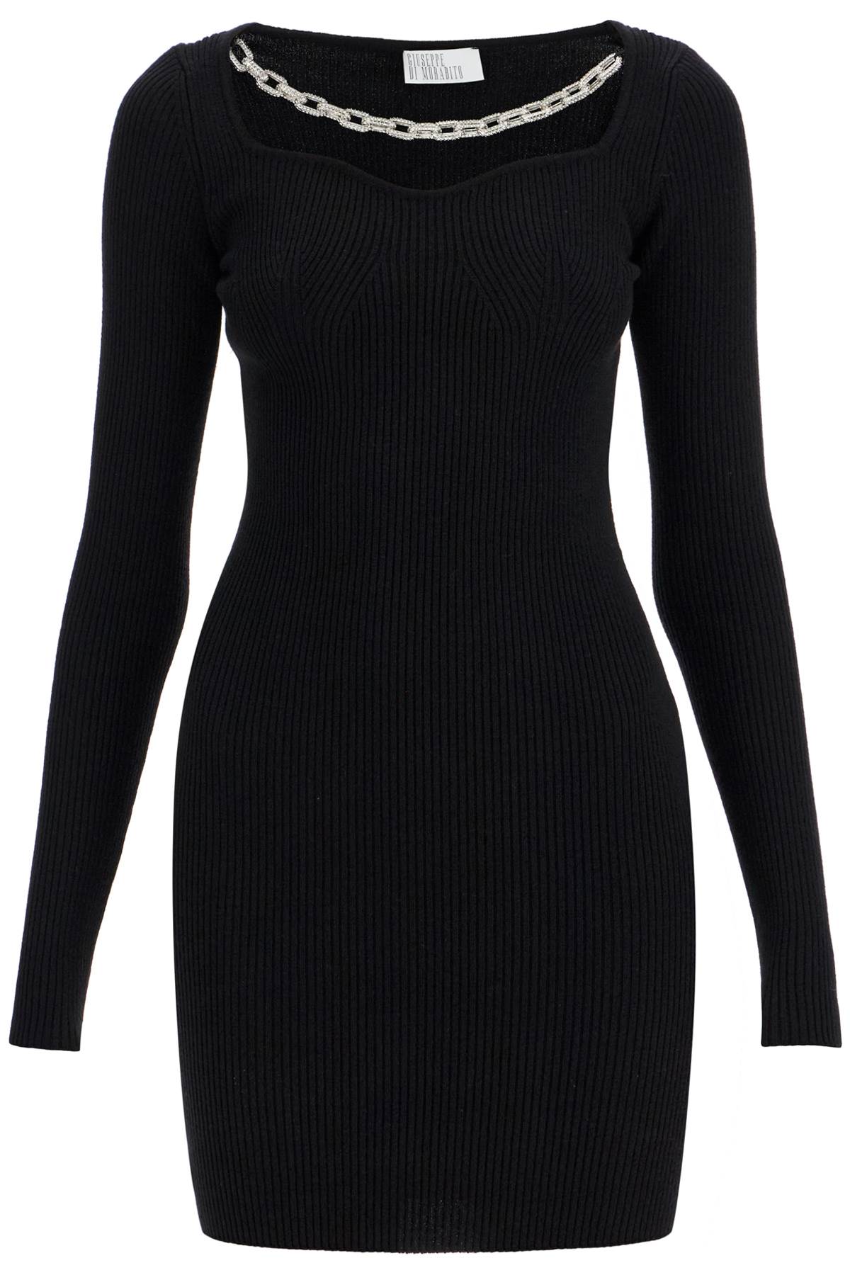 Shop Giuseppe Di Morabito Knit Dress With Chain Detail In Black (black)