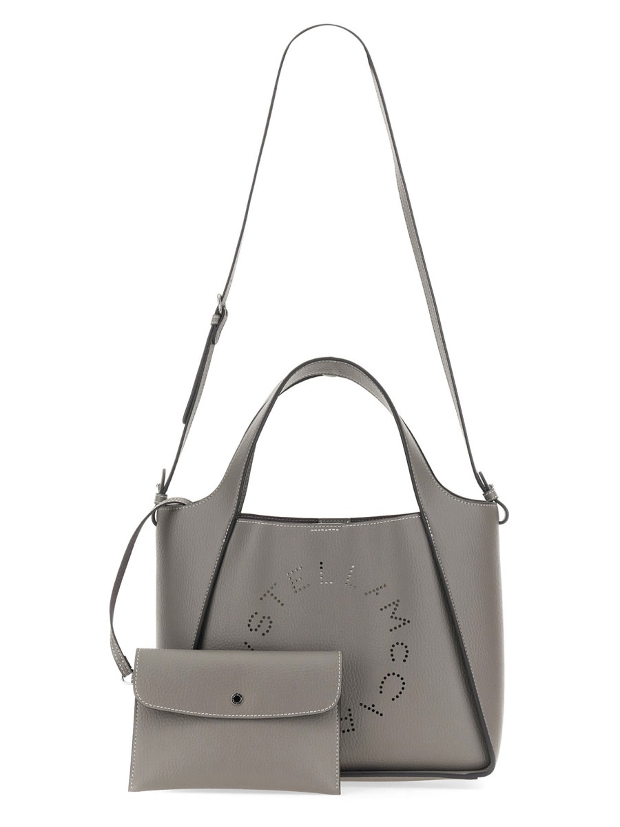 Shop Stella Mccartney Shoulder Bag With Logo In Grey