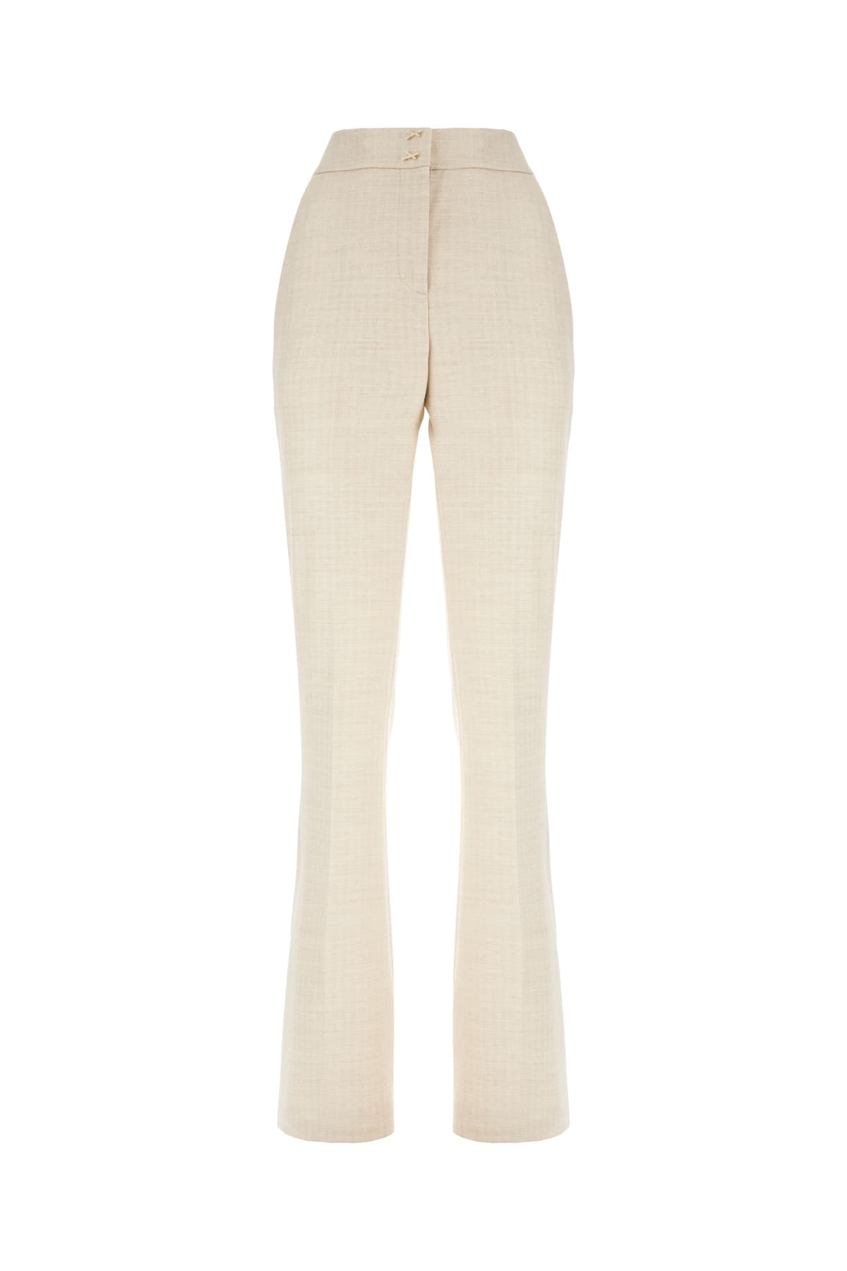 Genny Pastel Yellow Stretch Wool Blend Pants In Neutral