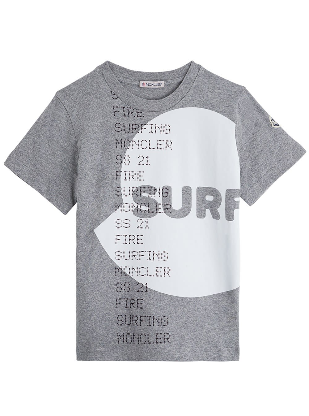Moncler Kids' Gray Jersey T-shirt With Print In Grigio/bianco