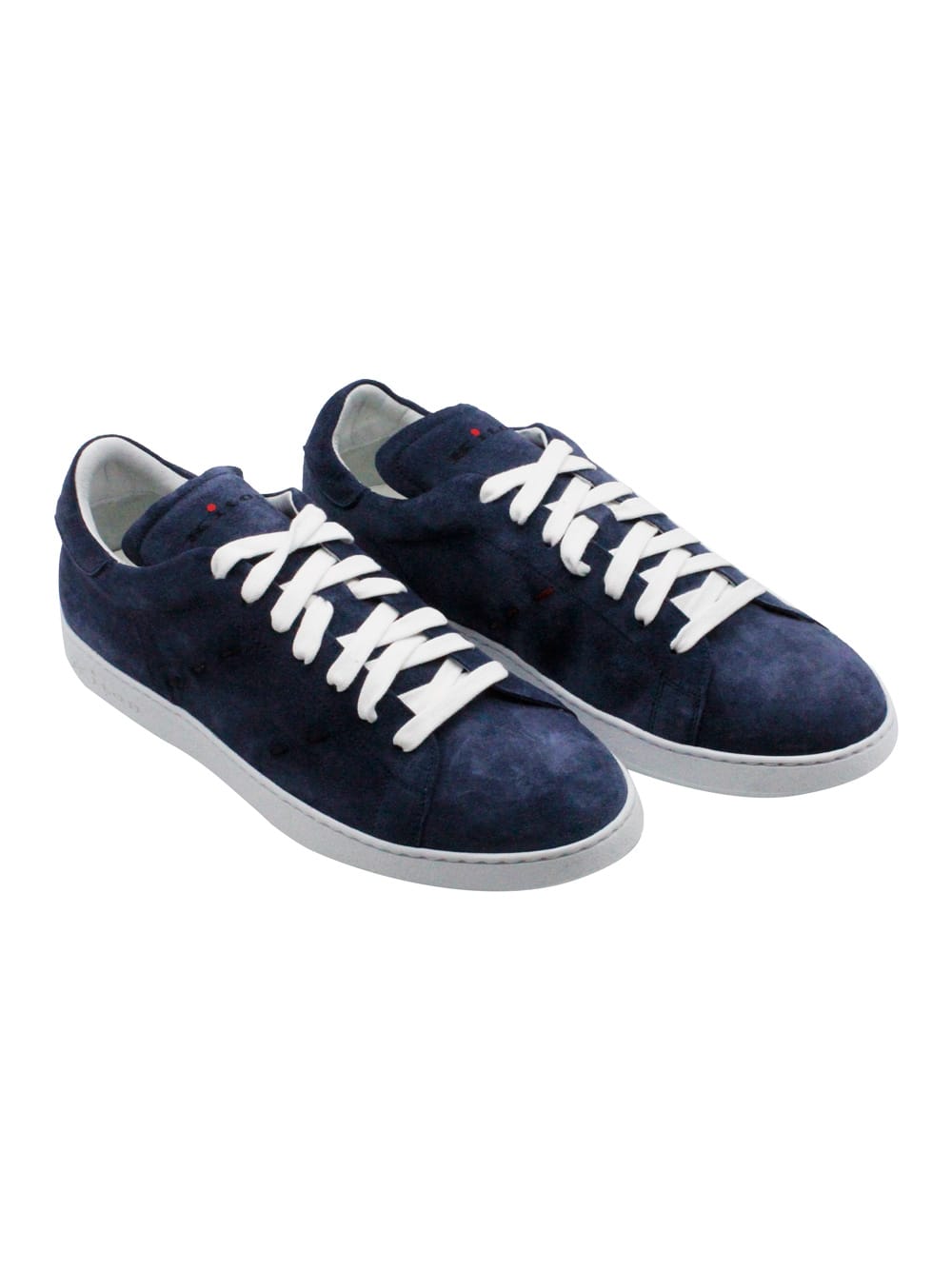 Shop Kiton Lightweight Sneaker In Soft Suede With Contrasting Color Finishes And Stitching. Tongue With Logo Pr In Blu