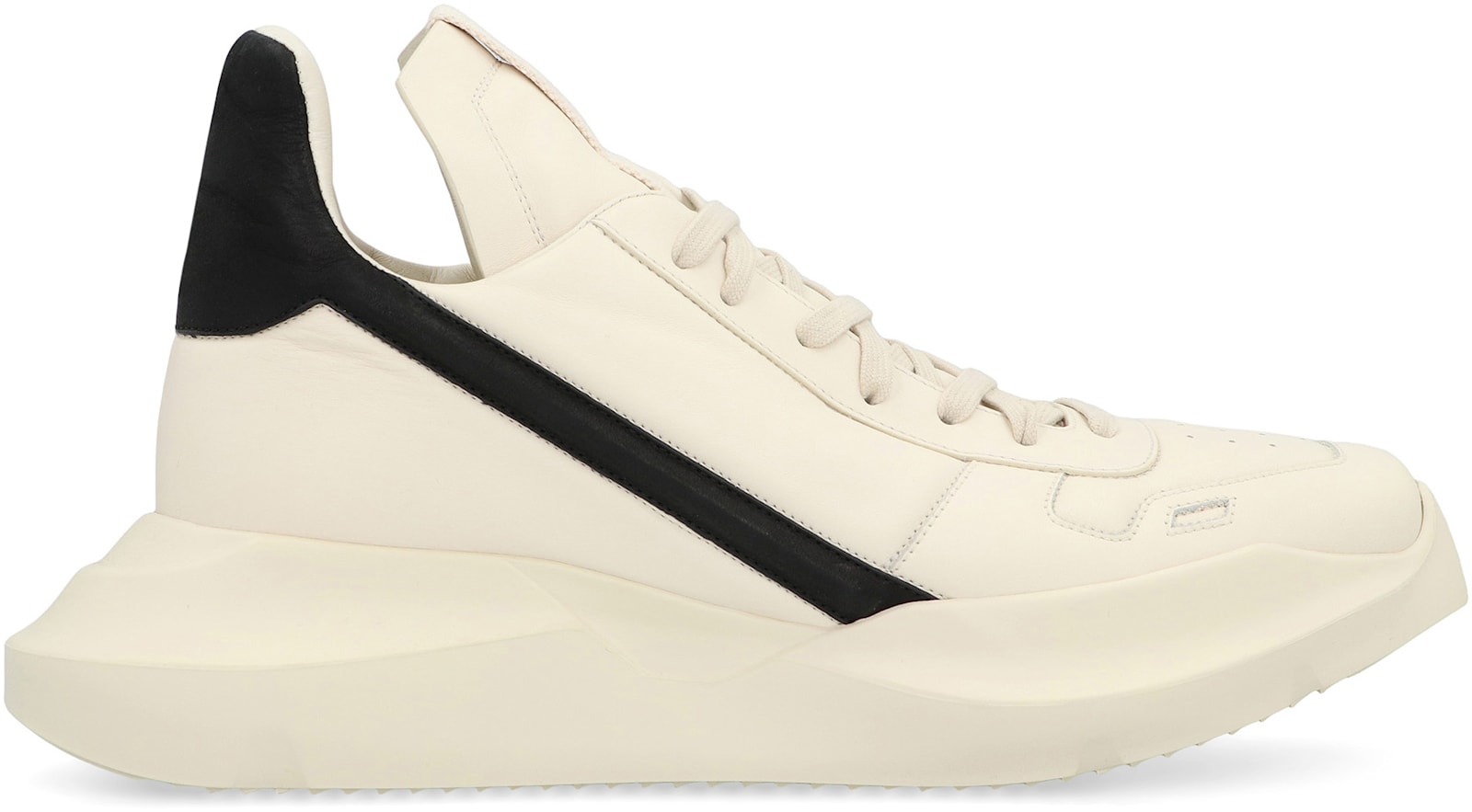 Rick Owens Geo Geth Leather High-top Sneakers In Panna