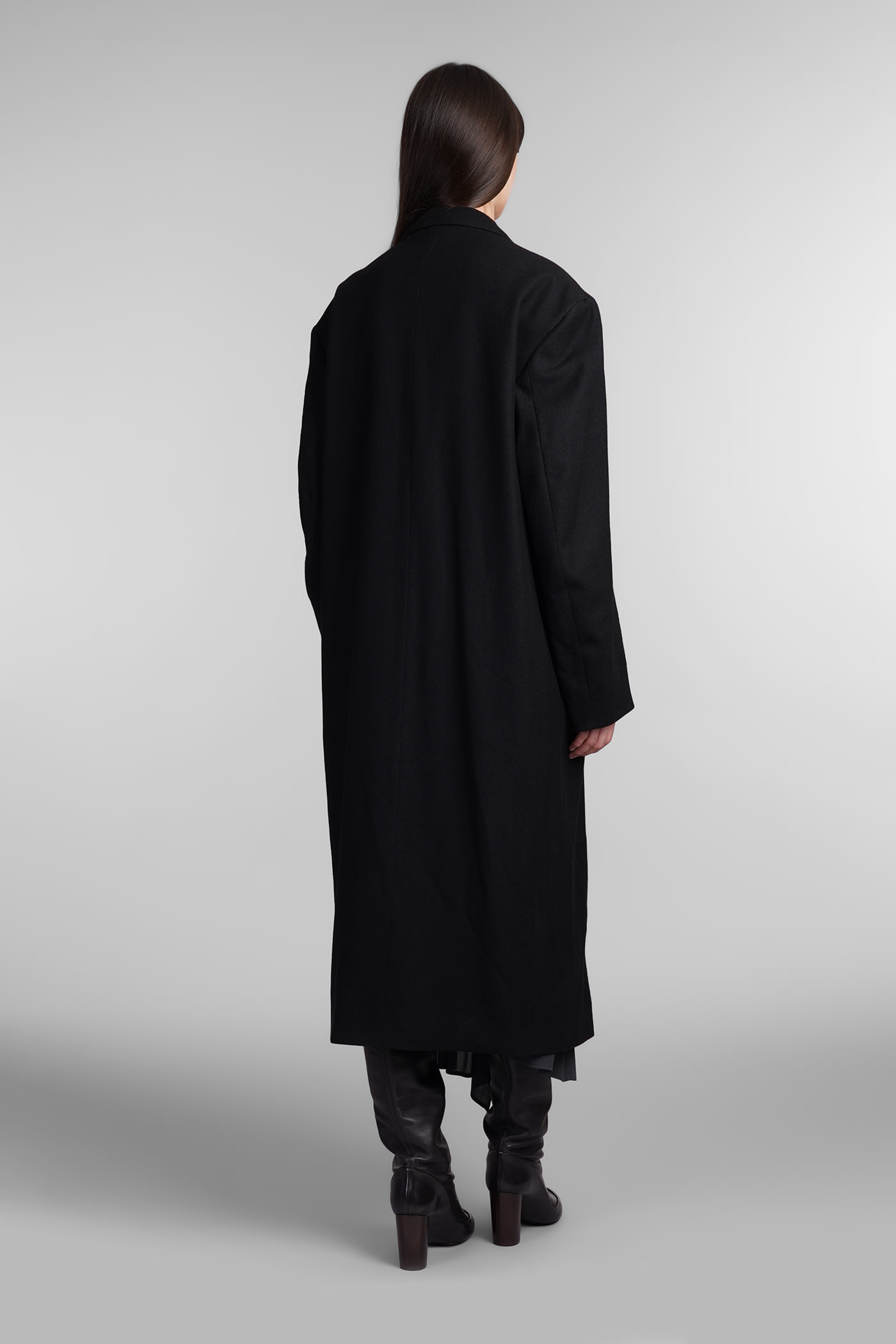 Shop Lemaire Coat In Black Wool