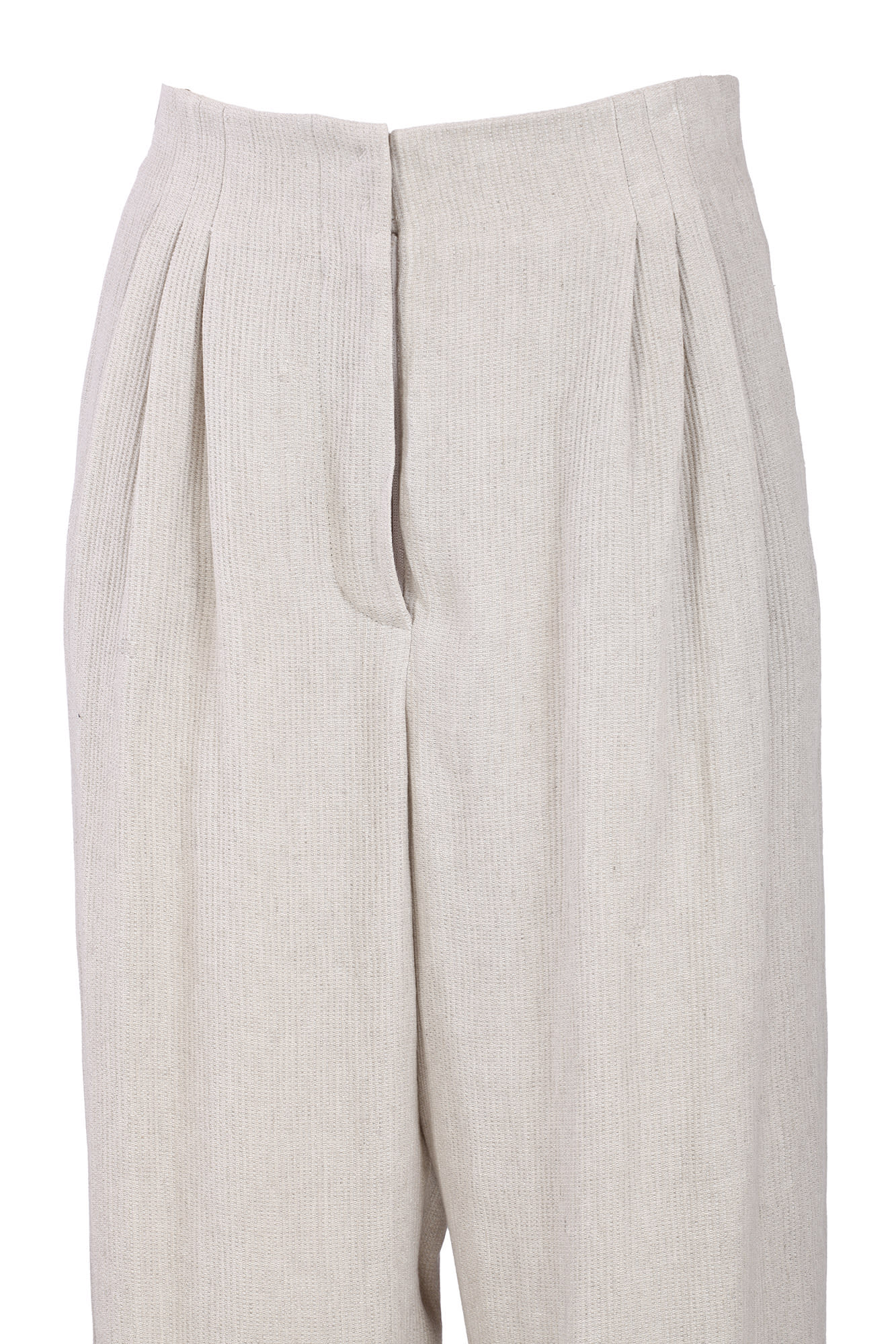 Shop Emporio Armani Oval Leg Trousers In Natural