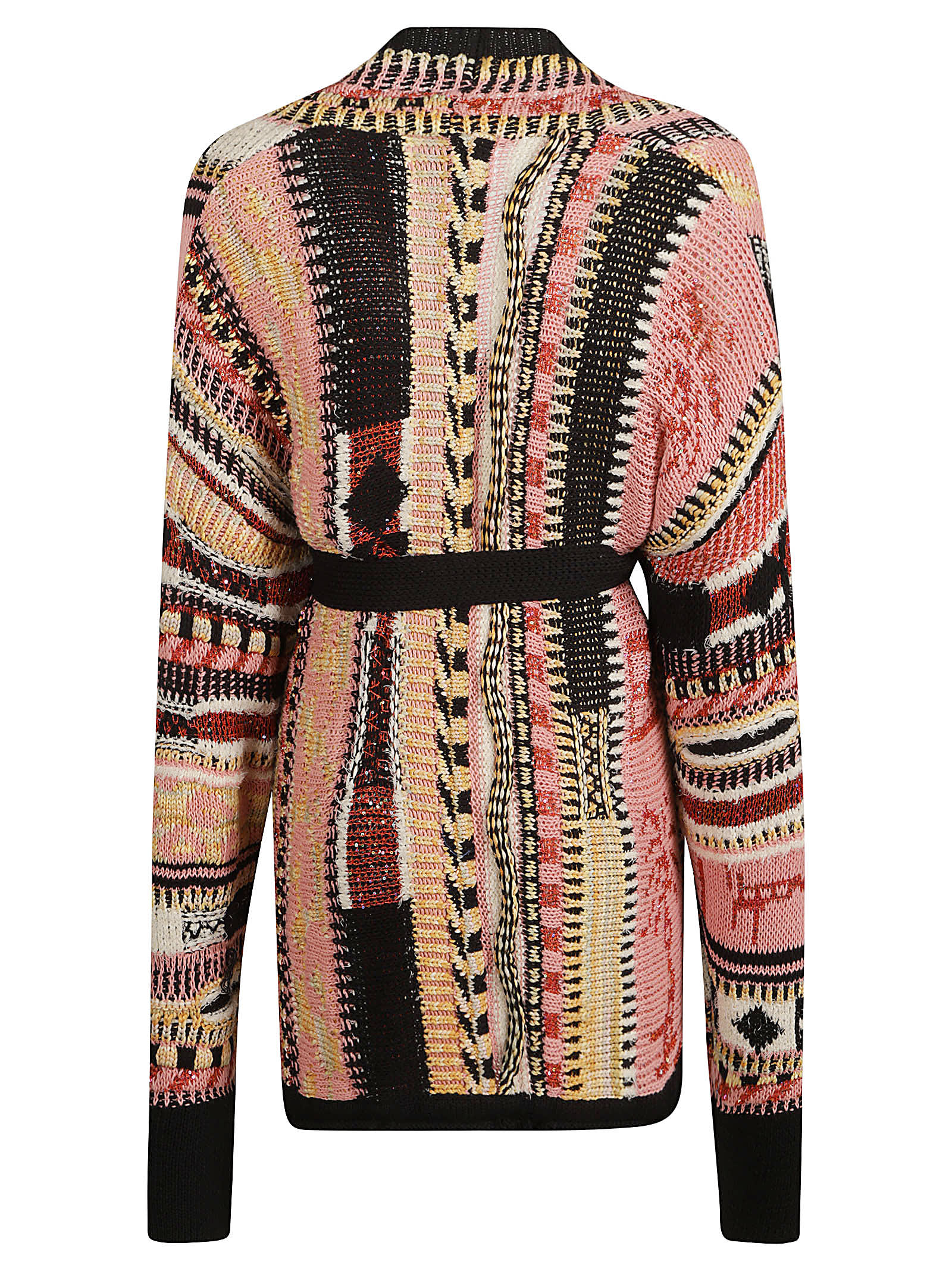 Shop Laneus Belted Knitted Cardigan In Pink
