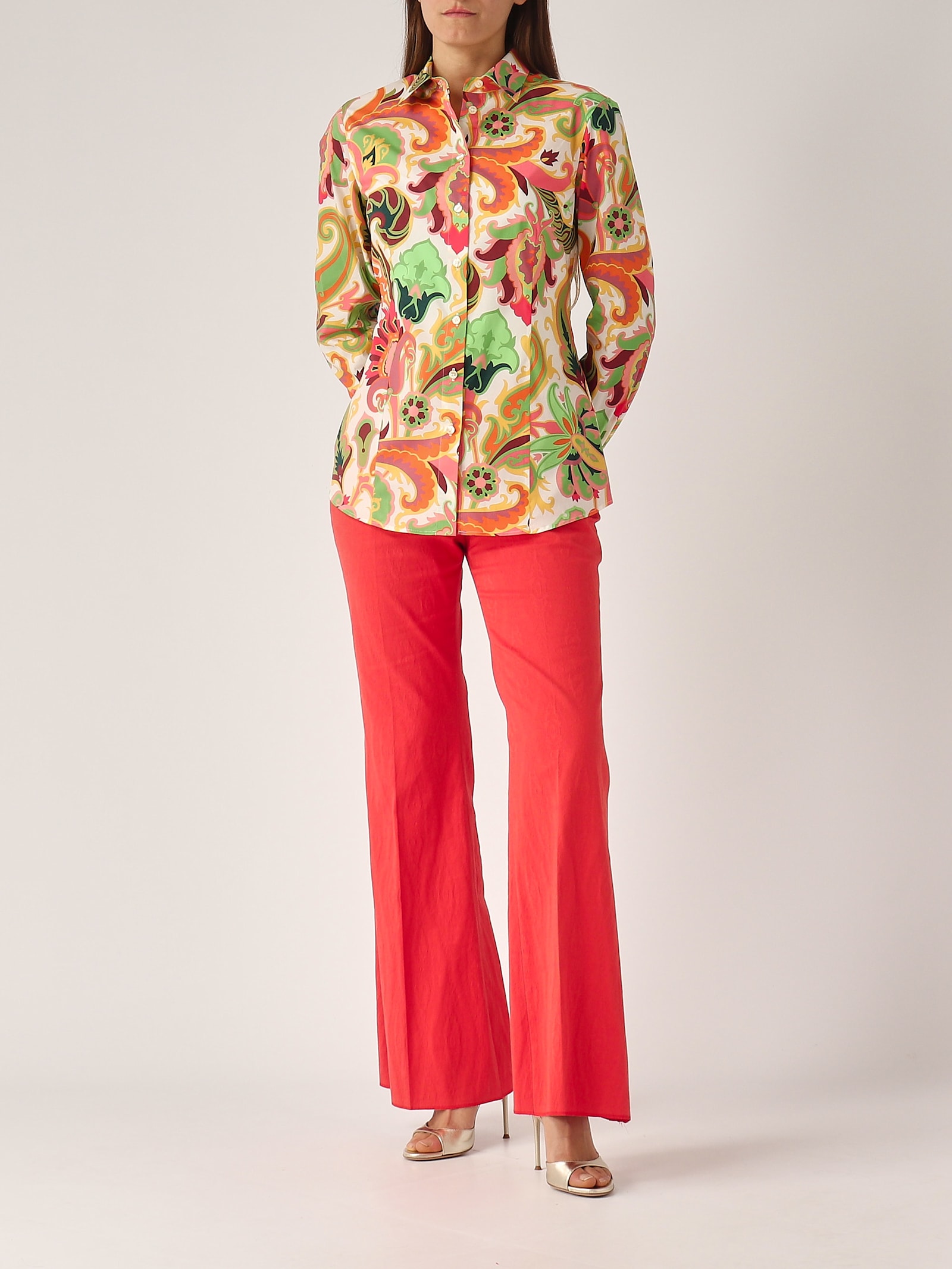 Etro Cotton Shirt In Rosa-verde