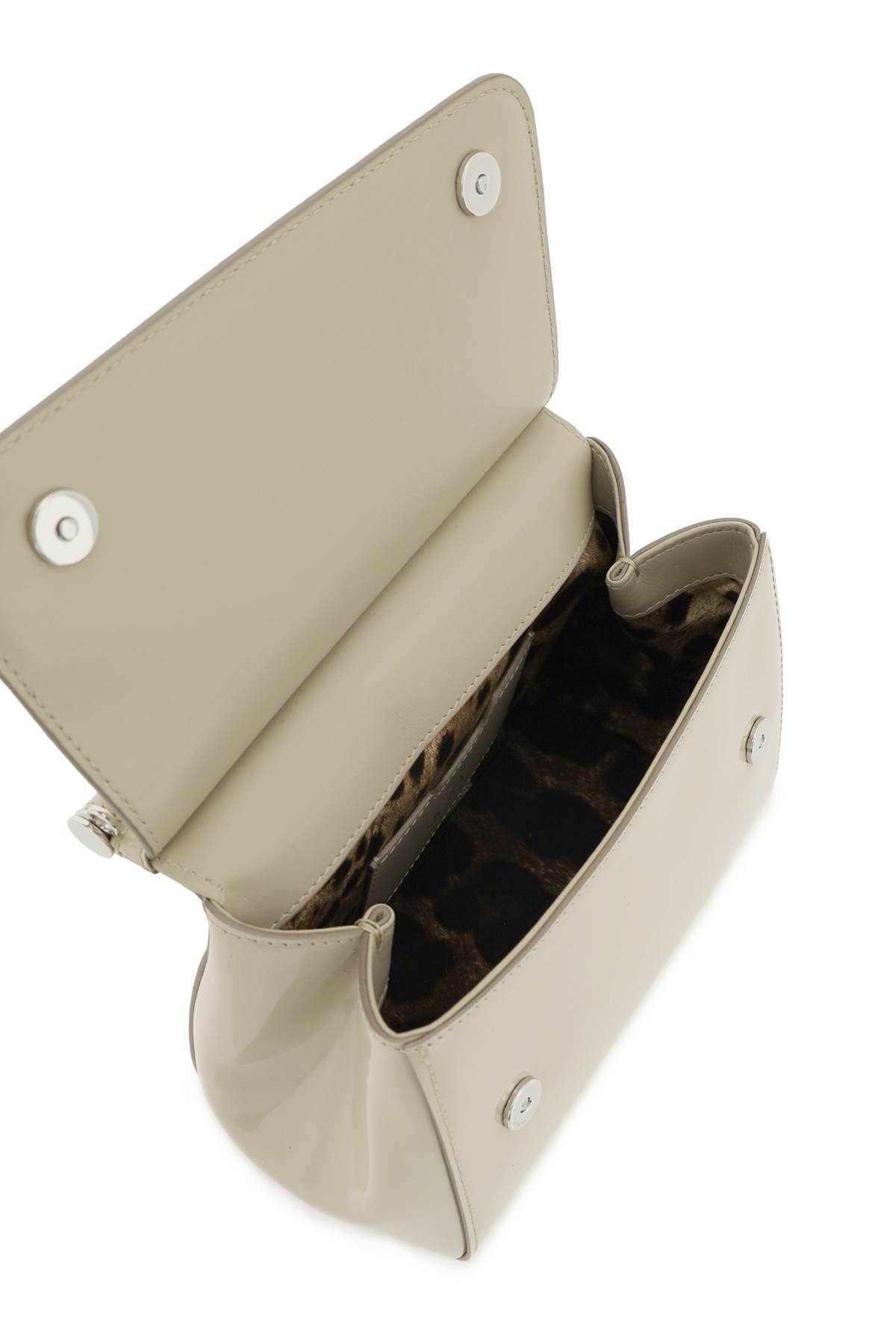 Dolce & Gabbana Sicily Small Shiny Leather Handbag In Beige