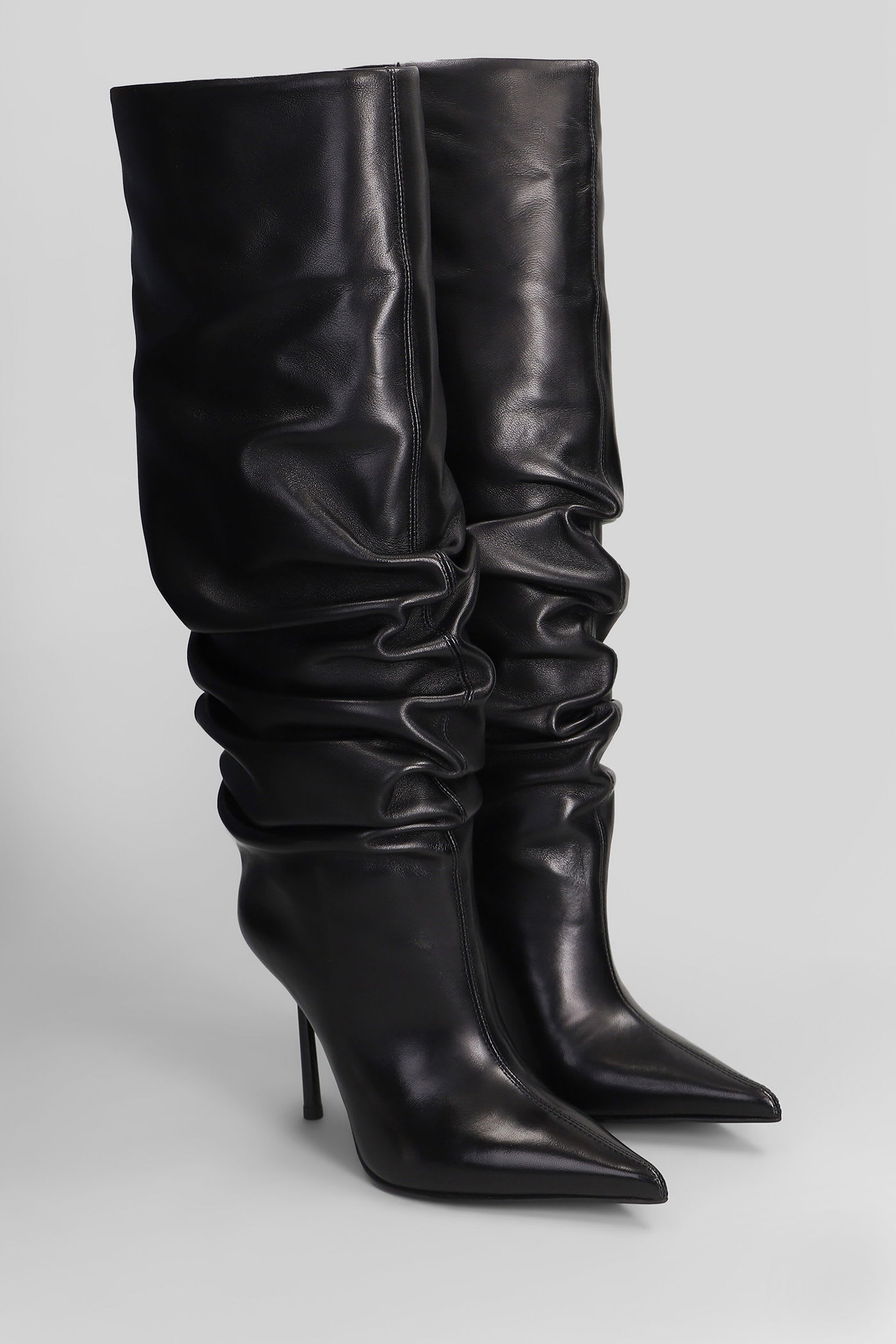 Le Silla Bella High Heels Boots In Black Leather In Black