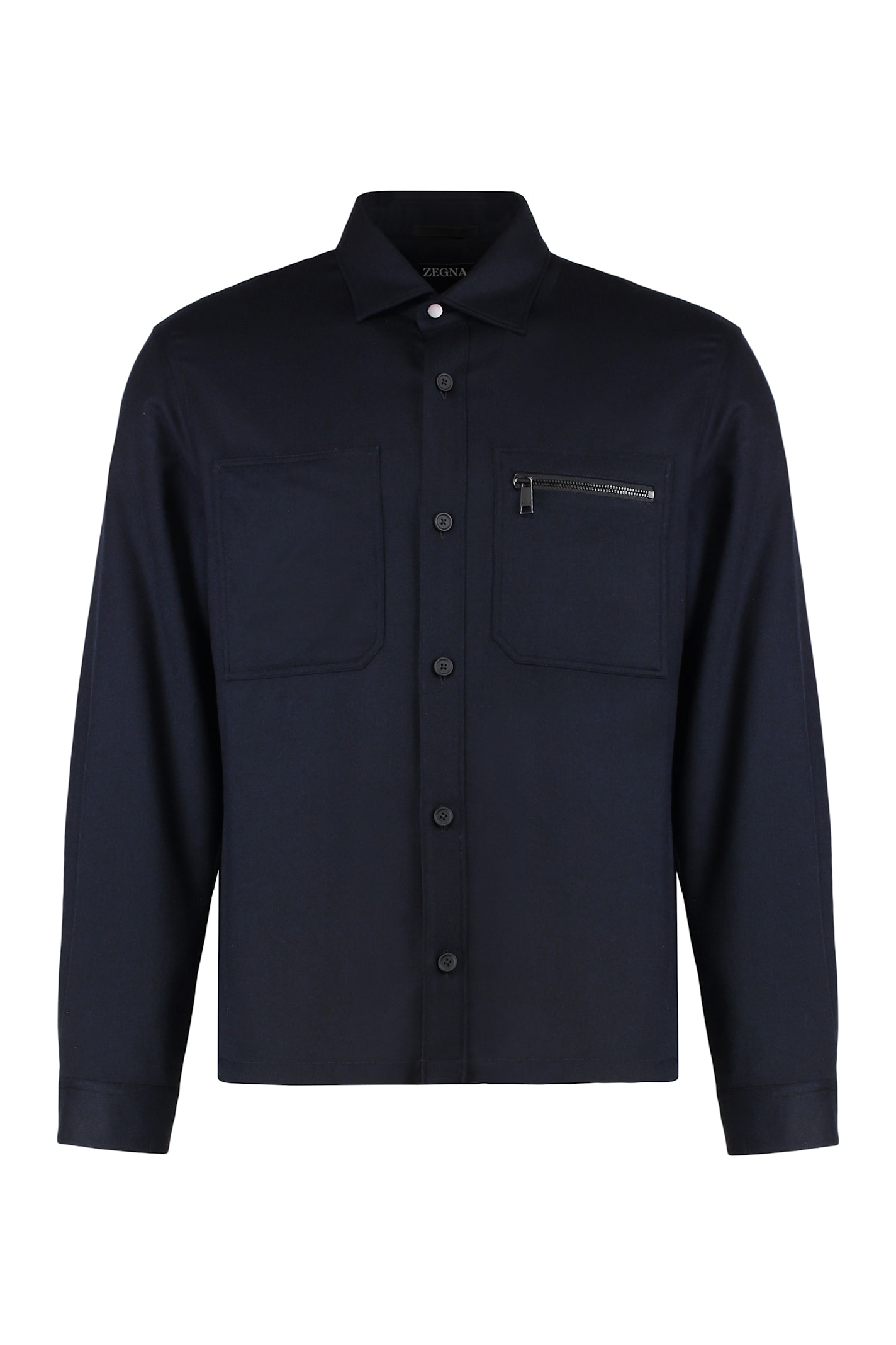 Zegna Padded Techmerino Shirt Jacket In Blue