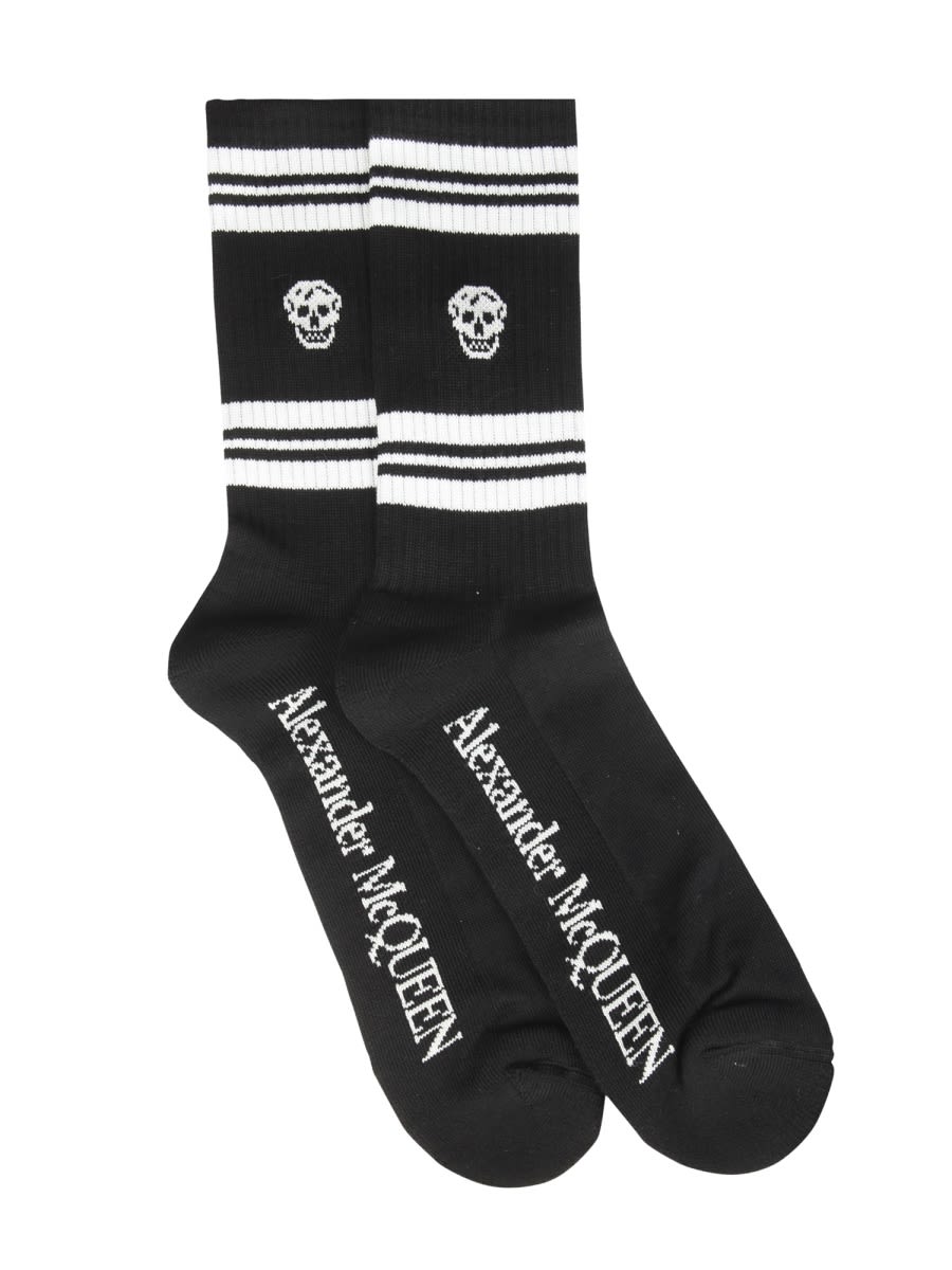 Shop Alexander Mcqueen Sports Skull Socks In Black