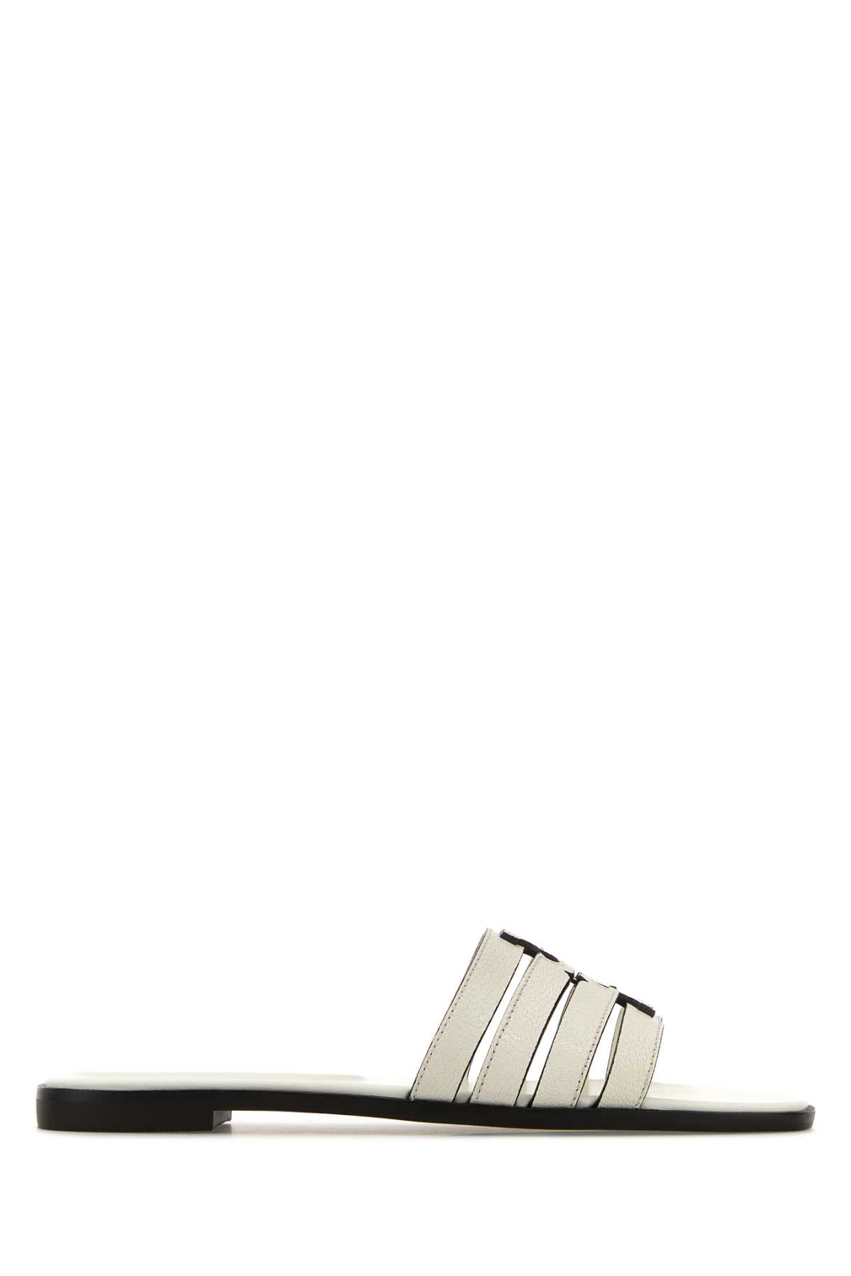 Ivory Leather Ines Slippers