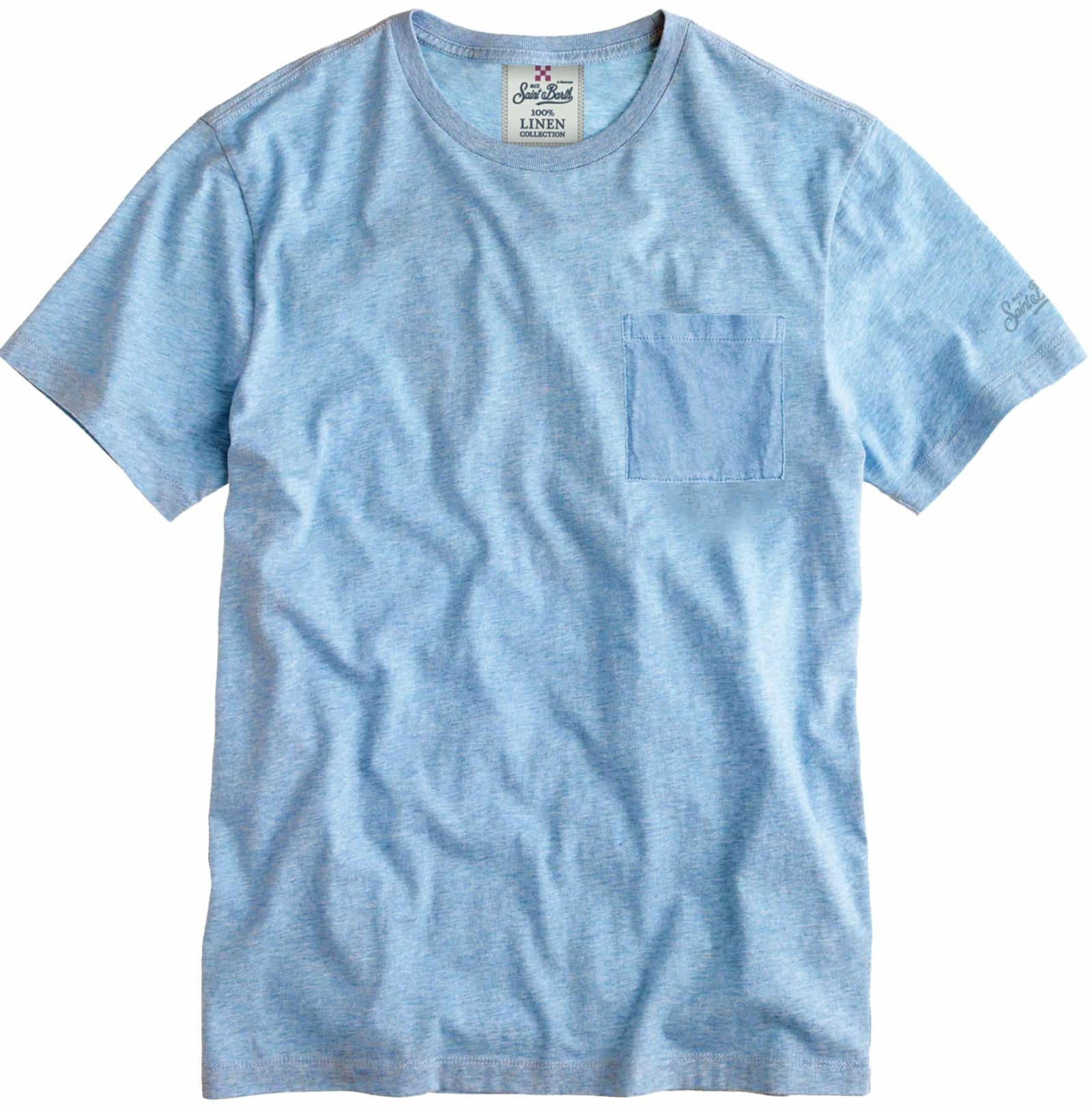 Mc2 Saint Barth T-shirt Man Bluette Linen