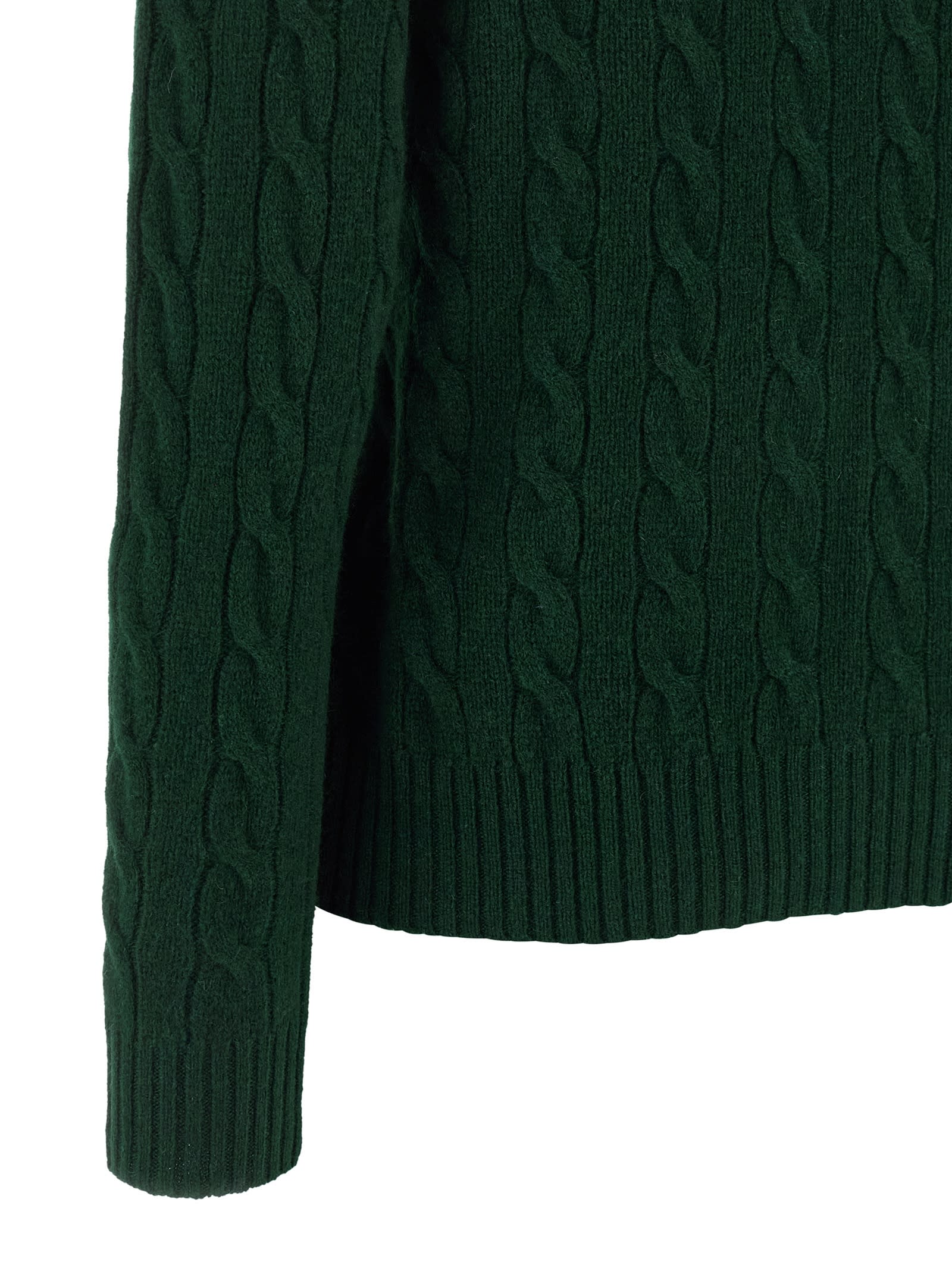 Polo Ralph Lauren Cable Wool And Cashmere Crewneck Jumper In Green