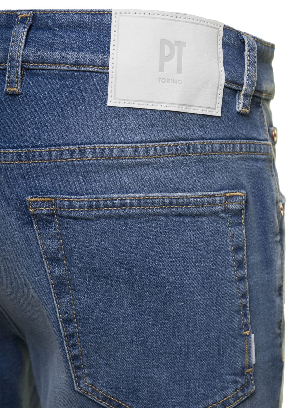Shop Pt01 Blue Medium Waist Slim Jeans In Cotton Blend Man