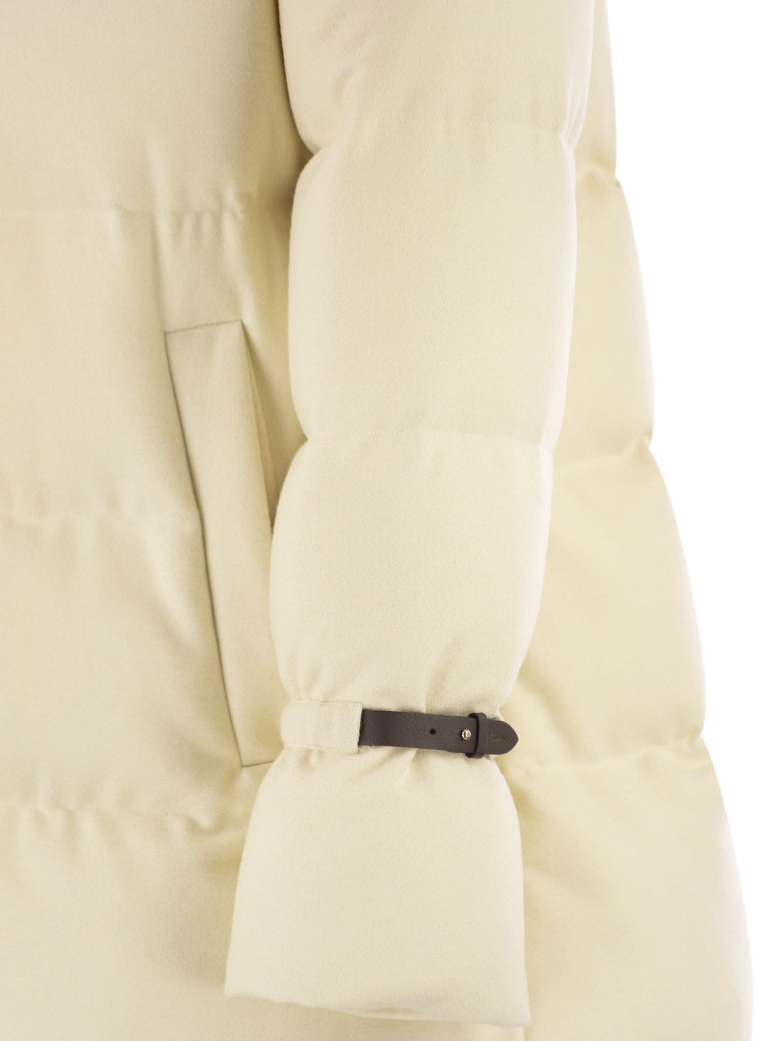 Herno Hooded Medium-length Wool Down Jacket With Zip In Multi