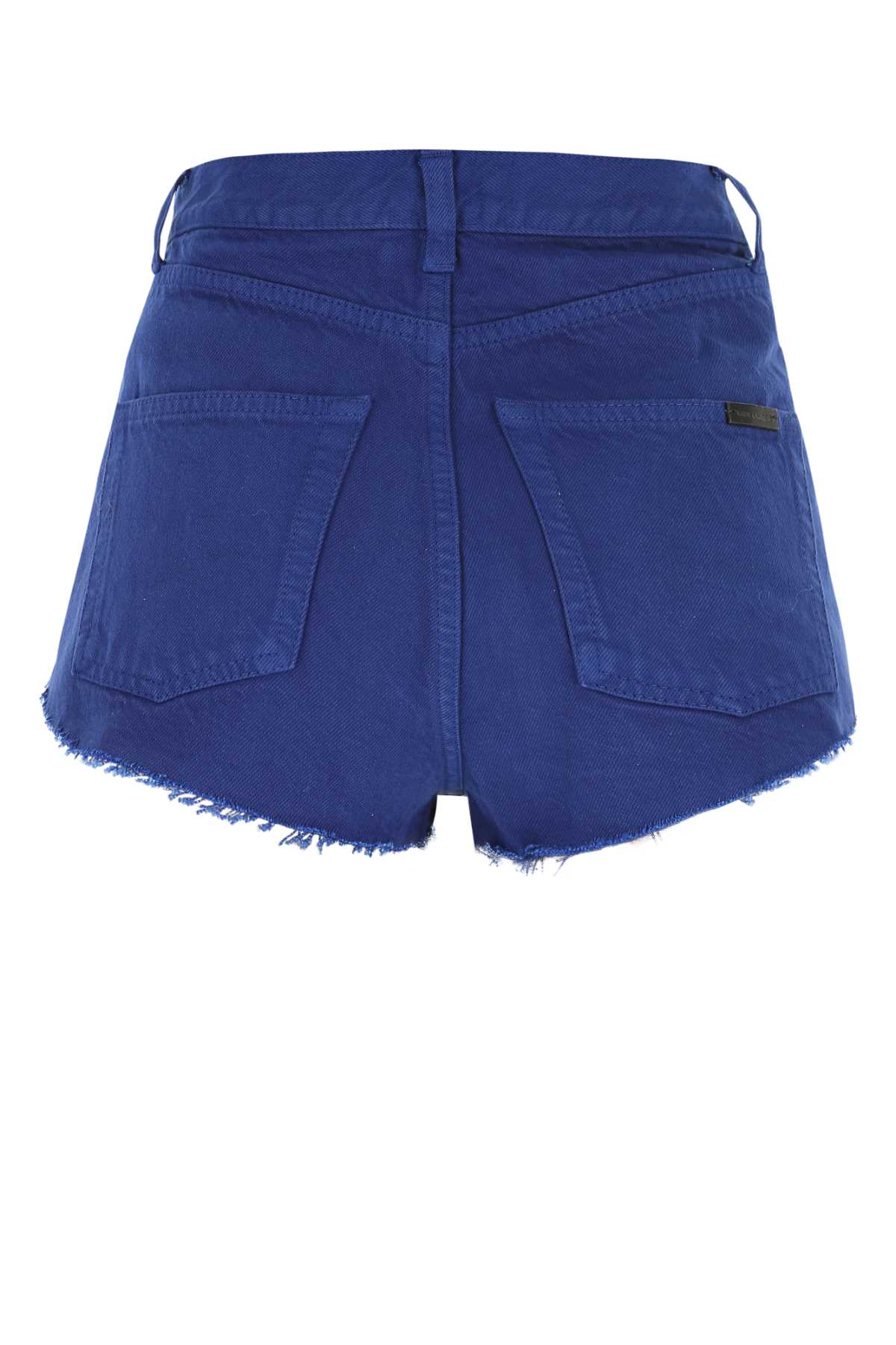Shop Saint Laurent Electric Blue Denim Shorts In 4949