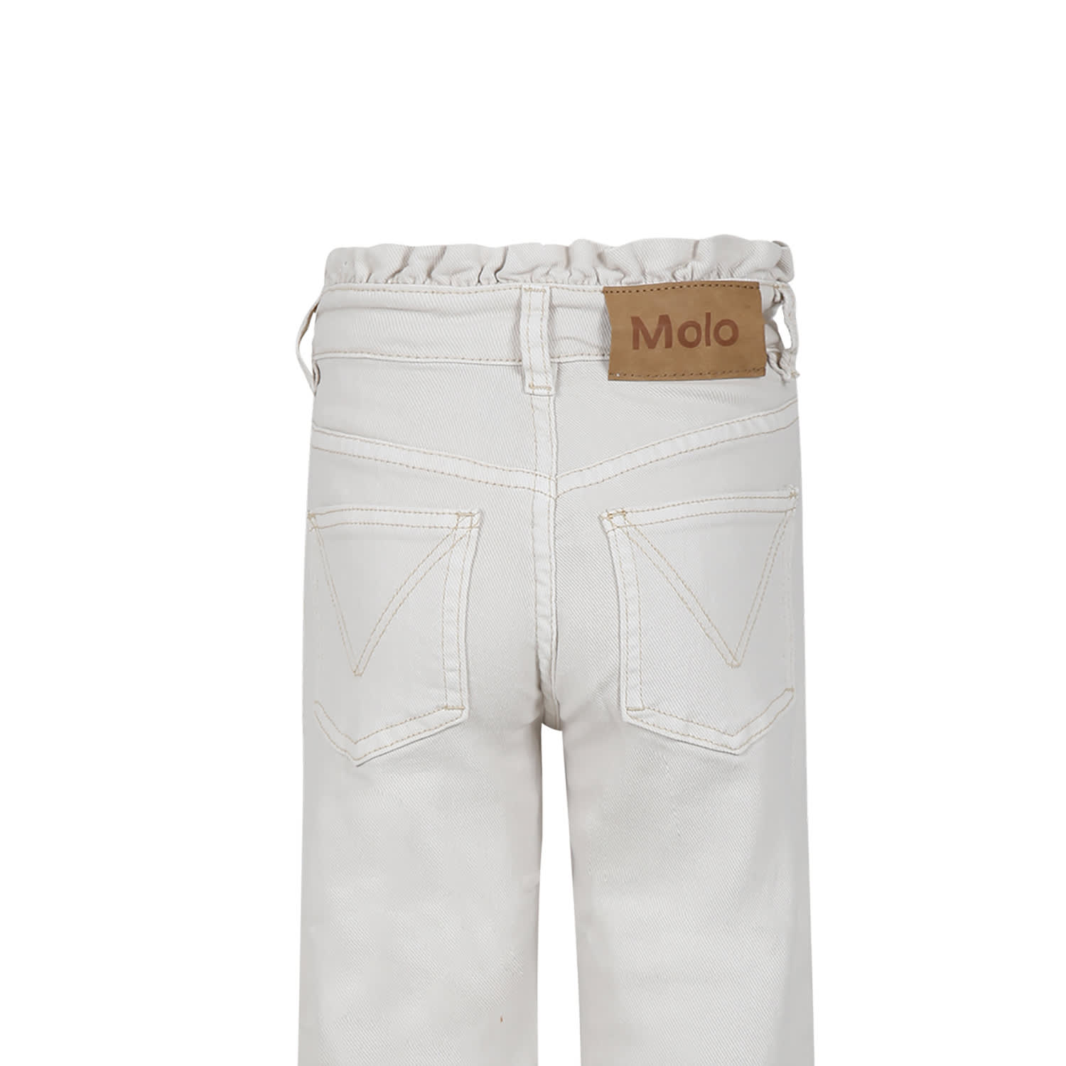 Shop Molo Ivory Jeans For Girl